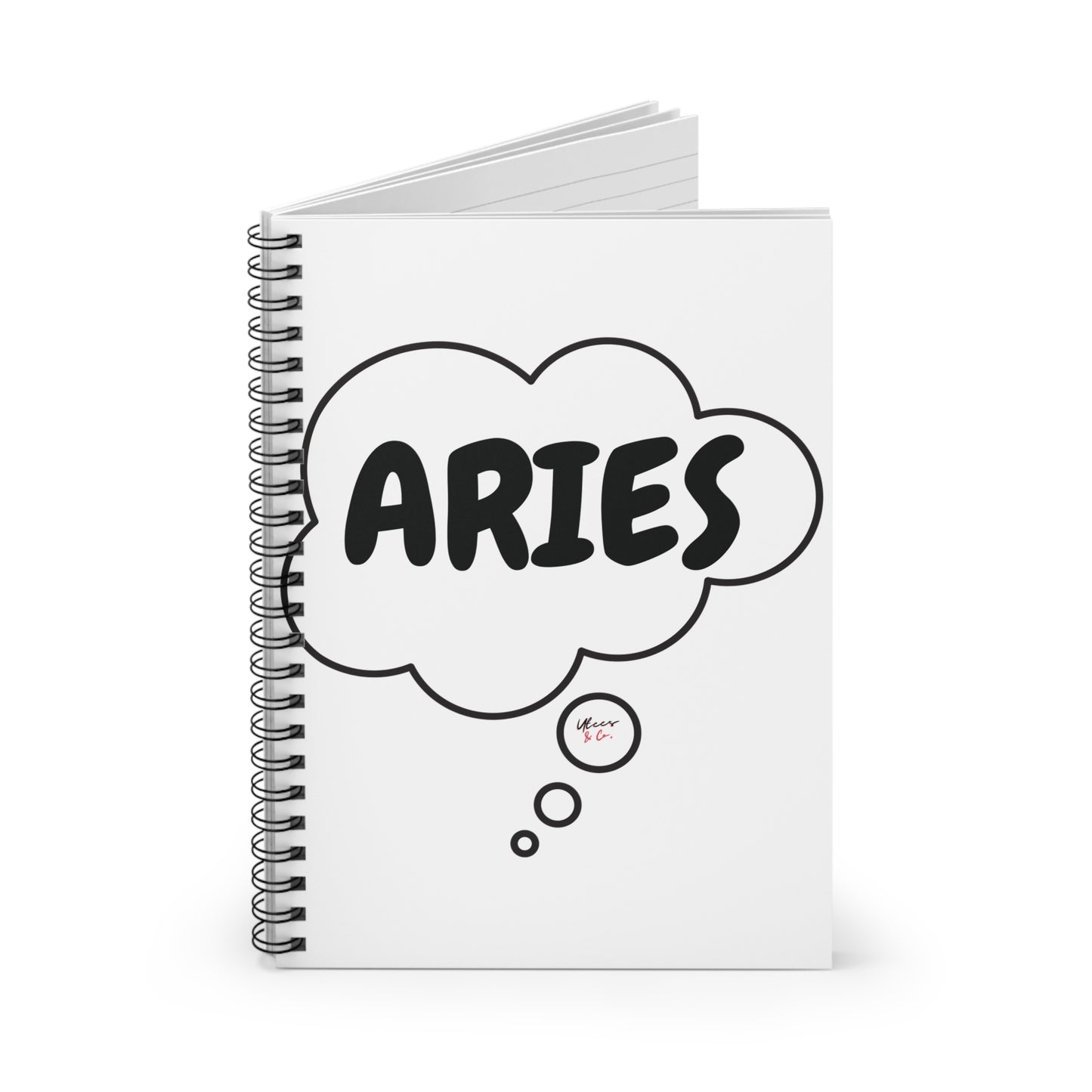 ARIES ZODIAC SIGN SPIRAL NOTEBOOK IN THOUGHT BUBBLE ARIES BIRTHDAY SIGN HOROSCOPE SPIRAL NOTEBOOK