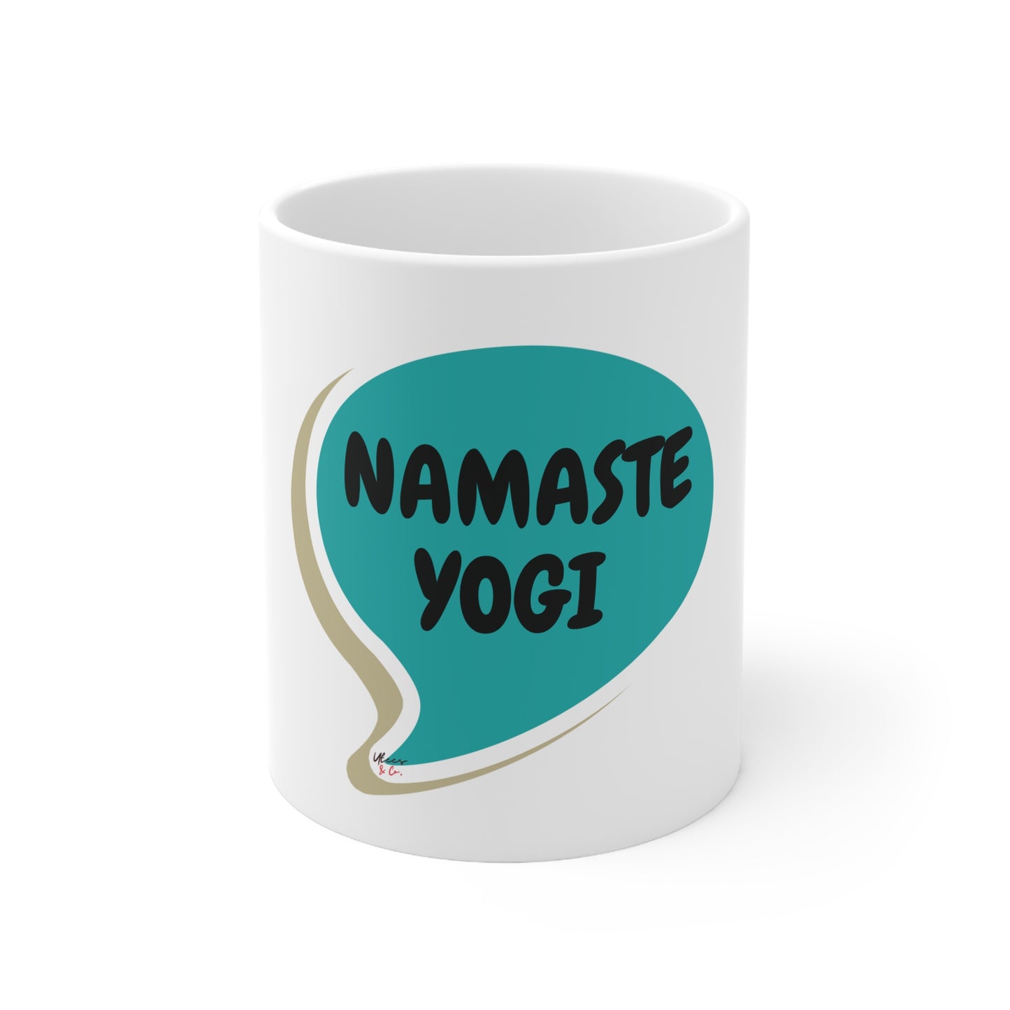 NAMASTE YOGI IN SPEECH BUBBLE CERAMIC MUG 11oz YOGA INSPIRED MUG GIFT FOR YOGI YOGA COFFEE MUG TEA MUG BEVERAGE MUG FOR YOGA