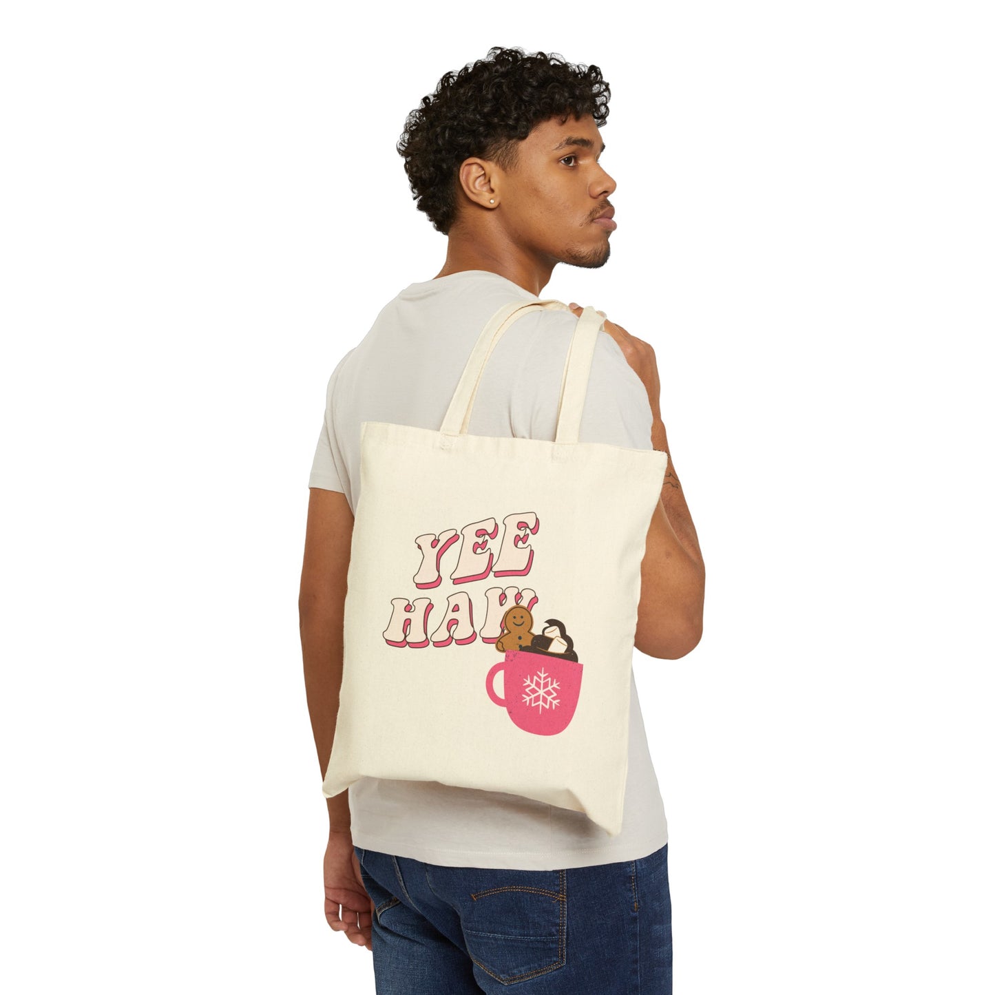 YEE HAW GINGERBREAD MAN TOTE BAG COTTON CANVAS TOTE BAG