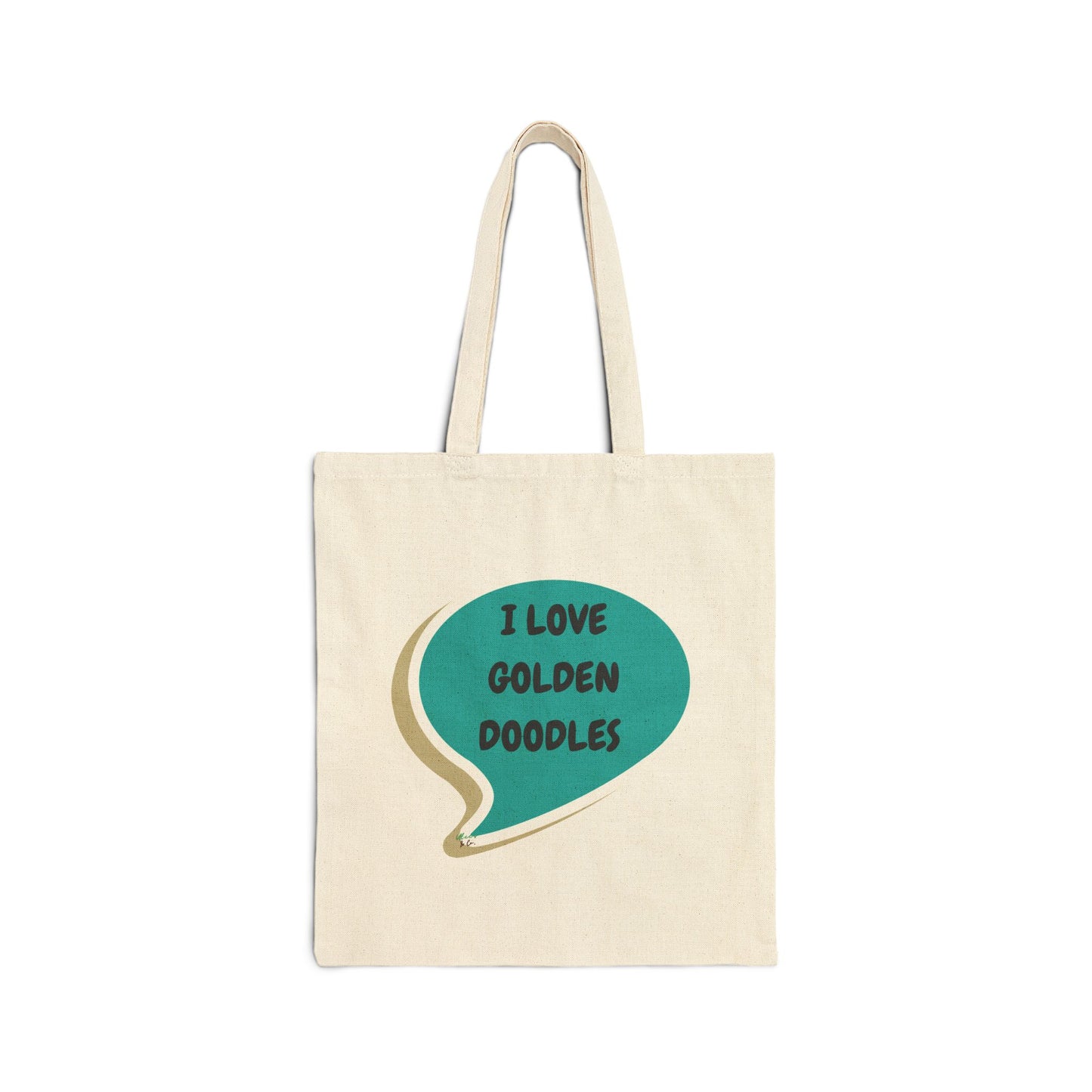 I LOVE GOLDEN DOODLES TOTE BAG IN SPEECH BUBBLE DESIGN COTTON CANVAS TOTE BAG DOG MOM TOTE BAG DOG PARENTS TOTE BAG FOR DOG DAD GIFTS FOR PET PARENTS