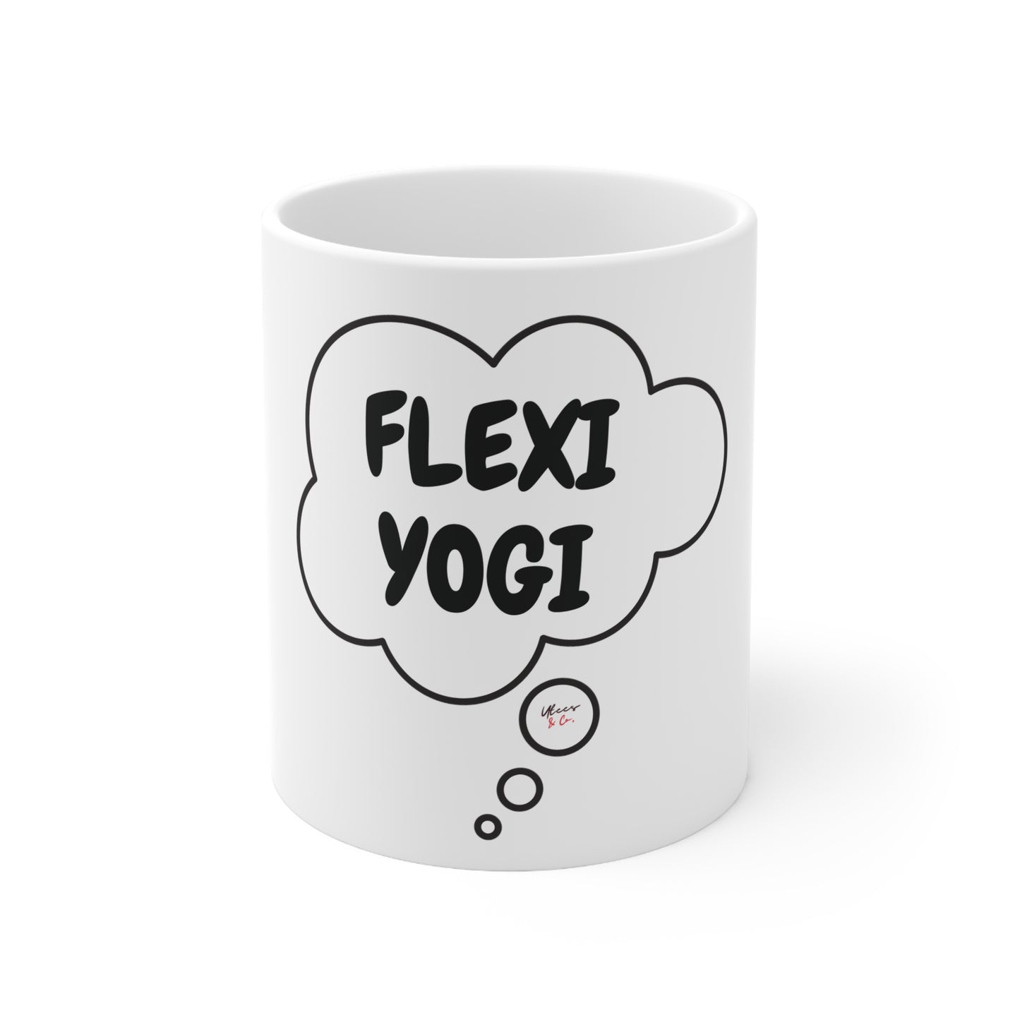 FLEXI YOGI IN THOUGHT BUBBLE CERAMIC MUG 11oz YOGA INSPIRED MUG GIFT FOR YOGI YOGA COFFEE MUG TEA MUG BEVERAGE MUG FOR YOGA