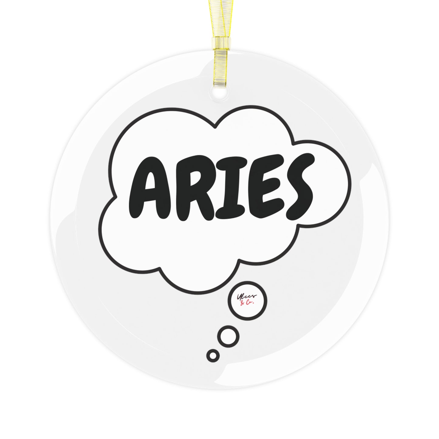 ARIES ZODIAC SIGN HOROSCOPE GLASS ORNAMENT THOUGHT BUBBLE CHRISTMAS TREE DECORATION HOME DECOR ARIES GIFT FOR THE HOLIDAYS