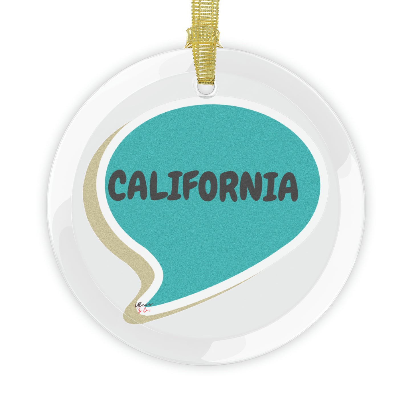 CALIFORNIA GLASS ORNAMENT IN SPEECH BUBBLE FOR FAVORITE STATE DECORATION FOR CHRISTMAS DECOR FOR HOLIDAY DECORATION