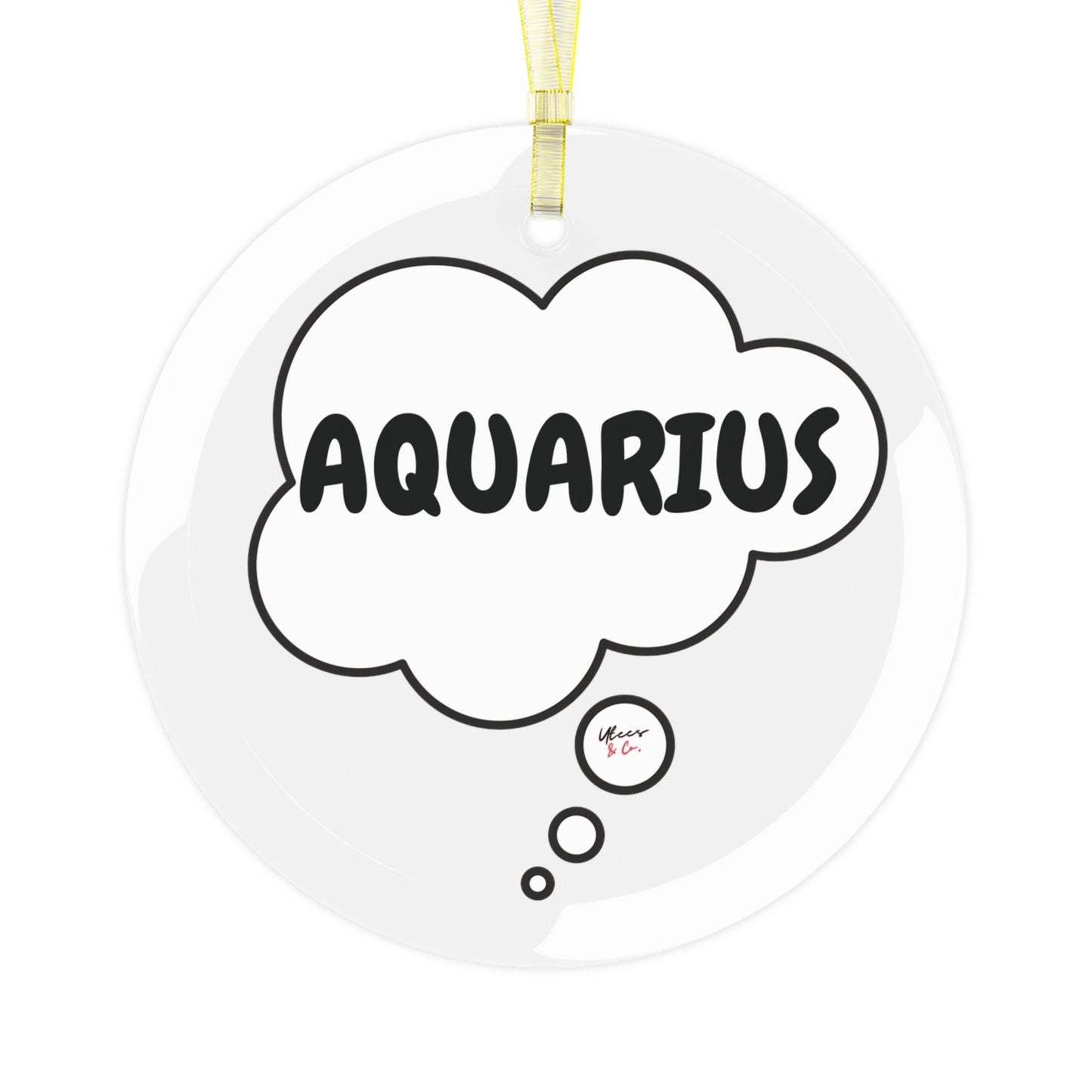 AQUARIUS ZODIAC SIGN GIFT FOR HOLIDAY CHRISTMAS DECORATIONS GLASS CHRISTMAS ORNAMENT THOUGHT BUBBLE AQUARIUS BIRTHDAY SIGN HOME DECORATING FOR HOLIDAYS HOROSCOPE SYMBOLS