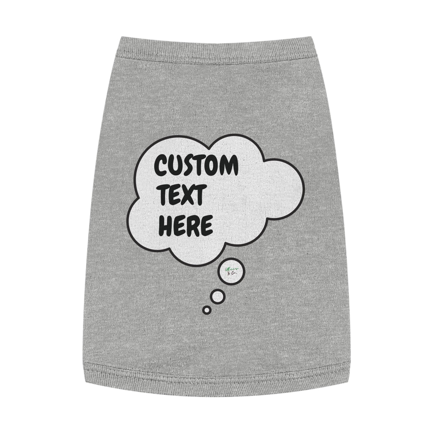 PERSONALIZED PET TANK TOP TANK SHIRT IN THOUGHT BUBBLE CUSTOMIZED GRAPHIC UNISEX TANK T-SHIRT FOR DOGS SHIRTS CUSTOM GIFTS FOR PETS SHIRTS FOR PUPPIES DOG CLOTHING
