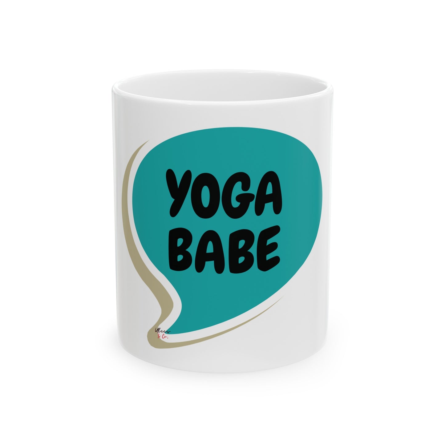 YOGA BABE COFFEE MUG INFLUENTIAL CREATIVES FOR COFFEE LOVER IN SPEECH BUBBLE CERAMIC 11oz COFFEE DRINKER YOGA BABE COFFEE MUG