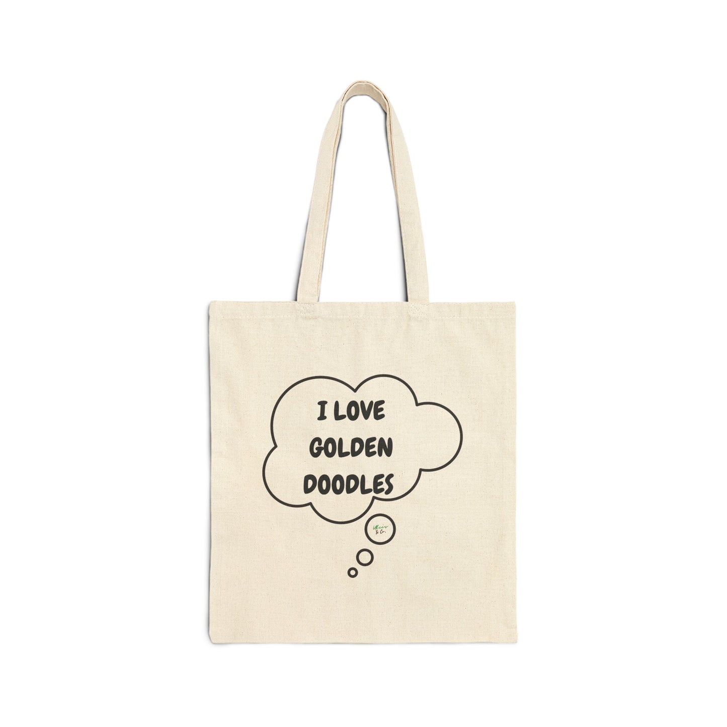 I LOVE GOLDEN DOODLES TOTE BAG IN THOUGHT BUBBLE DESIGN COTTON CANVAS TOTE BAG DOG MOM TOTE BAG DOG PARENTS TOTE BAG FOR DOG DAD GIFTS FOR PET PARENTS