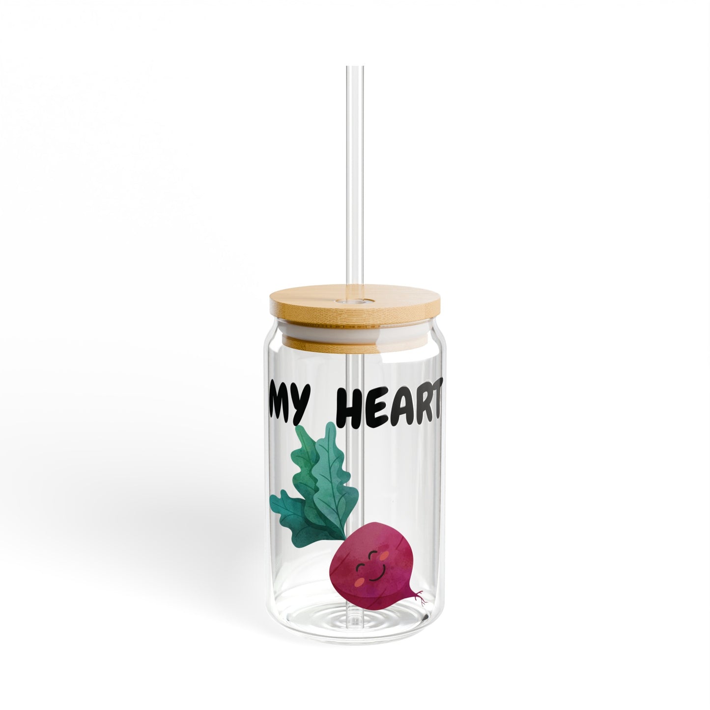 MY HEART BEET ICED COFFEE GLASSES 16oz SIPPER GLASS