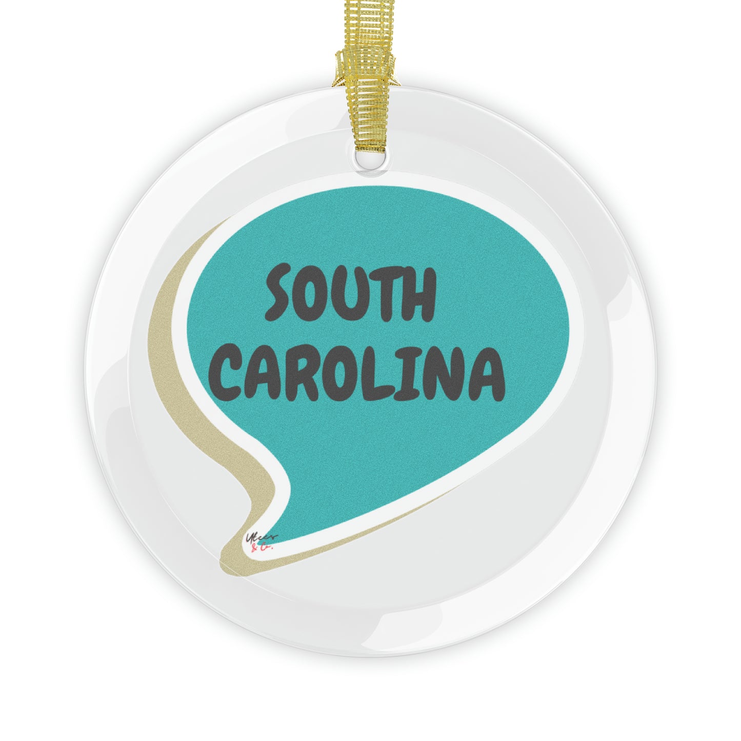 SOUTH CAROLINA GLASS ORNAMENT IN SPEECH BUBBLE FOR FAVORITE STATE DECORATION FOR CHRISTMAS DECOR FOR HOLIDAY DECORATION