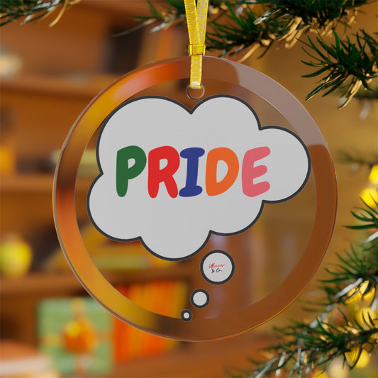 PRIDE RAINBOW GLASS ORNAMENT IN THOUGHT BUBBLE LGBTQ GLASS ORNAMENT HOLIDAY DECOR PRIDE CHRISTMAS DECORATIONS