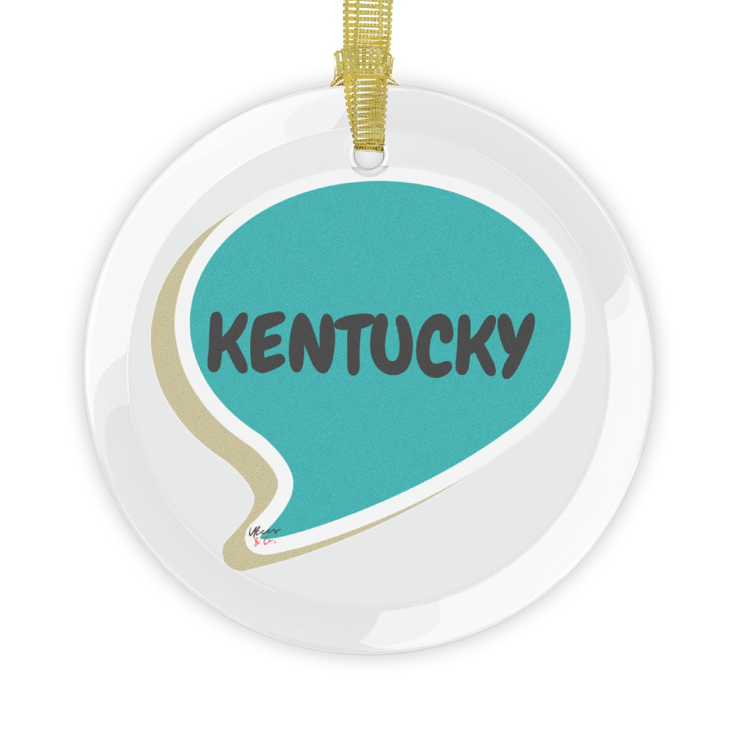 KENTUCKY GLASS ORNAMENT IN SPEECH BUBBLE FOR FAVORITE STATE DECORATION FOR CHRISTMAS DECOR FOR HOLIDAY DECORATION