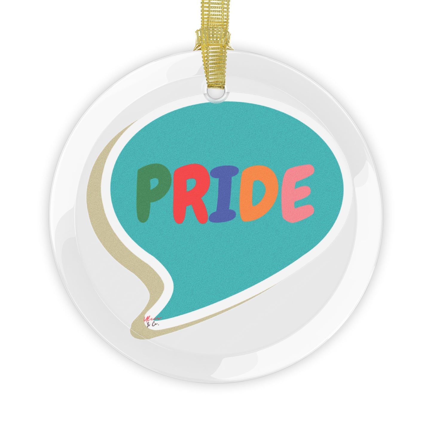 PRIDE RAINBOW GLASS ORNAMENT IN SPEECH BUBBLE LGBTQ GLASS ORNAMENT HOLIDAY DECOR PRIDE CHRISTMAS DECORATIONS