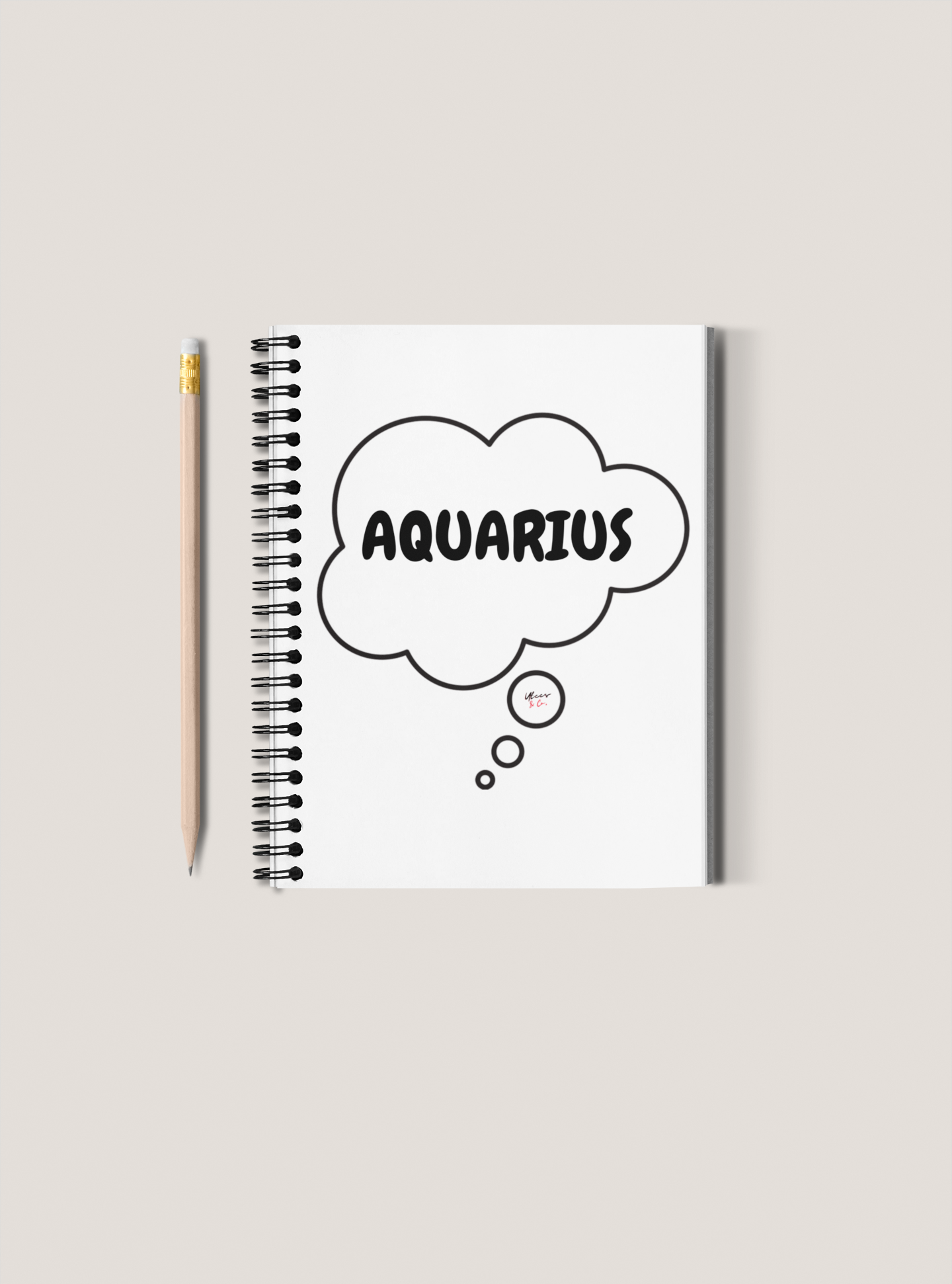 AQUARIUS ZODIAC SIGN SPIRAL NOTEBOOK IN THOUGHT BUBBLE AQUARIUS BIRTHDAY SIGN HOROSCOPE SPIRAL NOTEBOOK