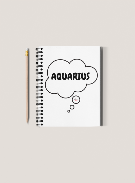 AQUARIUS ZODIAC SIGN SPIRAL NOTEBOOK IN THOUGHT BUBBLE AQUARIUS BIRTHDAY SIGN HOROSCOPE SPIRAL NOTEBOOK