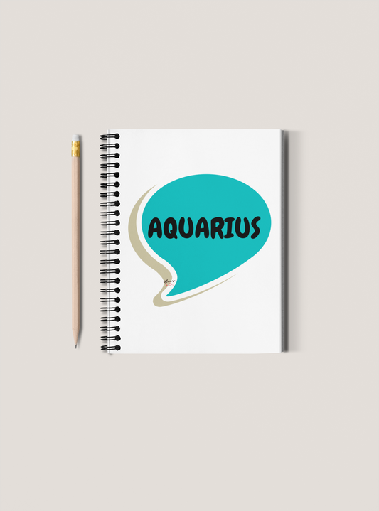 AQUARIUS ZODIAC SIGN SPIRAL NOTEBOOK IN SPEECH BUBBLE AQUARIUS BIRTHDAY SIGN HOROSCOPE SPIRAL NOTEBOOK