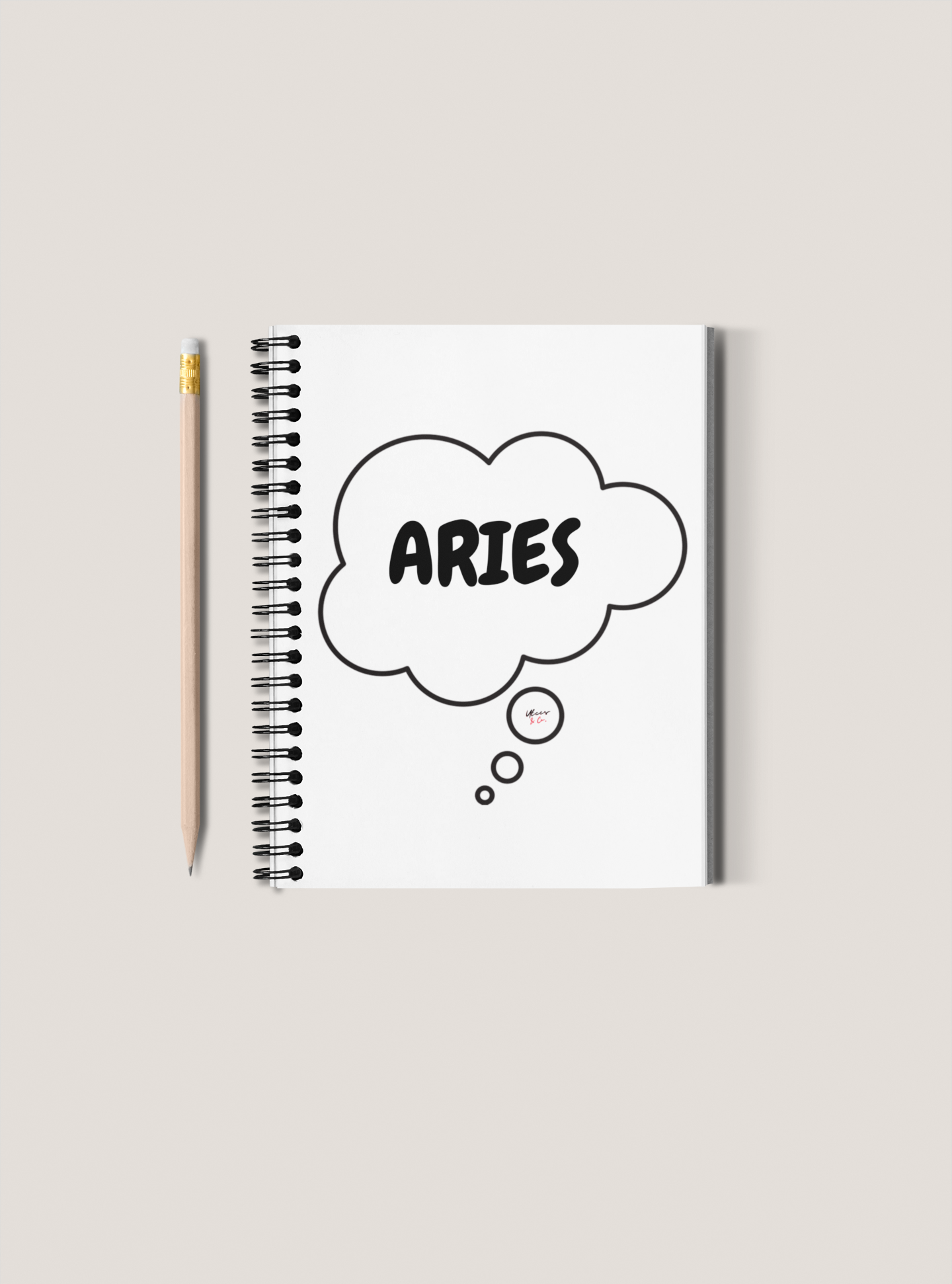 ARIES ZODIAC SIGN SPIRAL NOTEBOOK IN THOUGHT BUBBLE ARIES BIRTHDAY SIGN HOROSCOPE SPIRAL NOTEBOOK