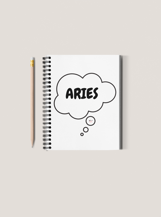 ARIES ZODIAC SIGN SPIRAL NOTEBOOK IN THOUGHT BUBBLE ARIES BIRTHDAY SIGN HOROSCOPE SPIRAL NOTEBOOK