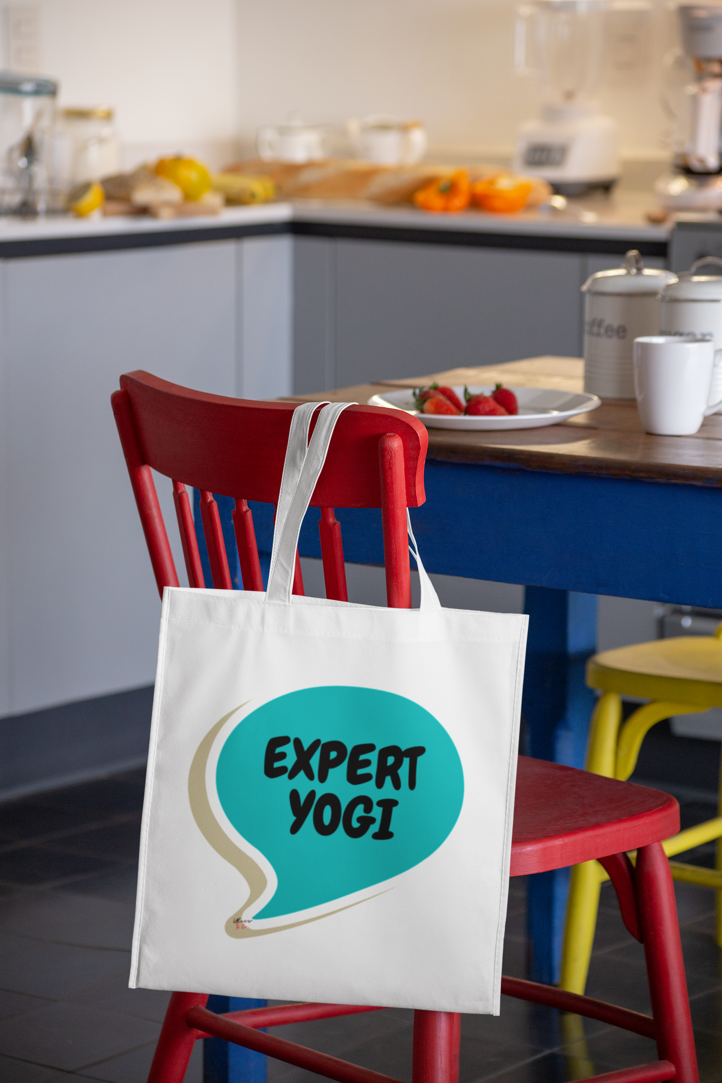 EXPERT YOGI TOTE BAG IN SPEECH BUBBLE COTTON CANVAS TOTE BAG FOR YOGA LOVERS TOTE BAG FOR WORKOUTS