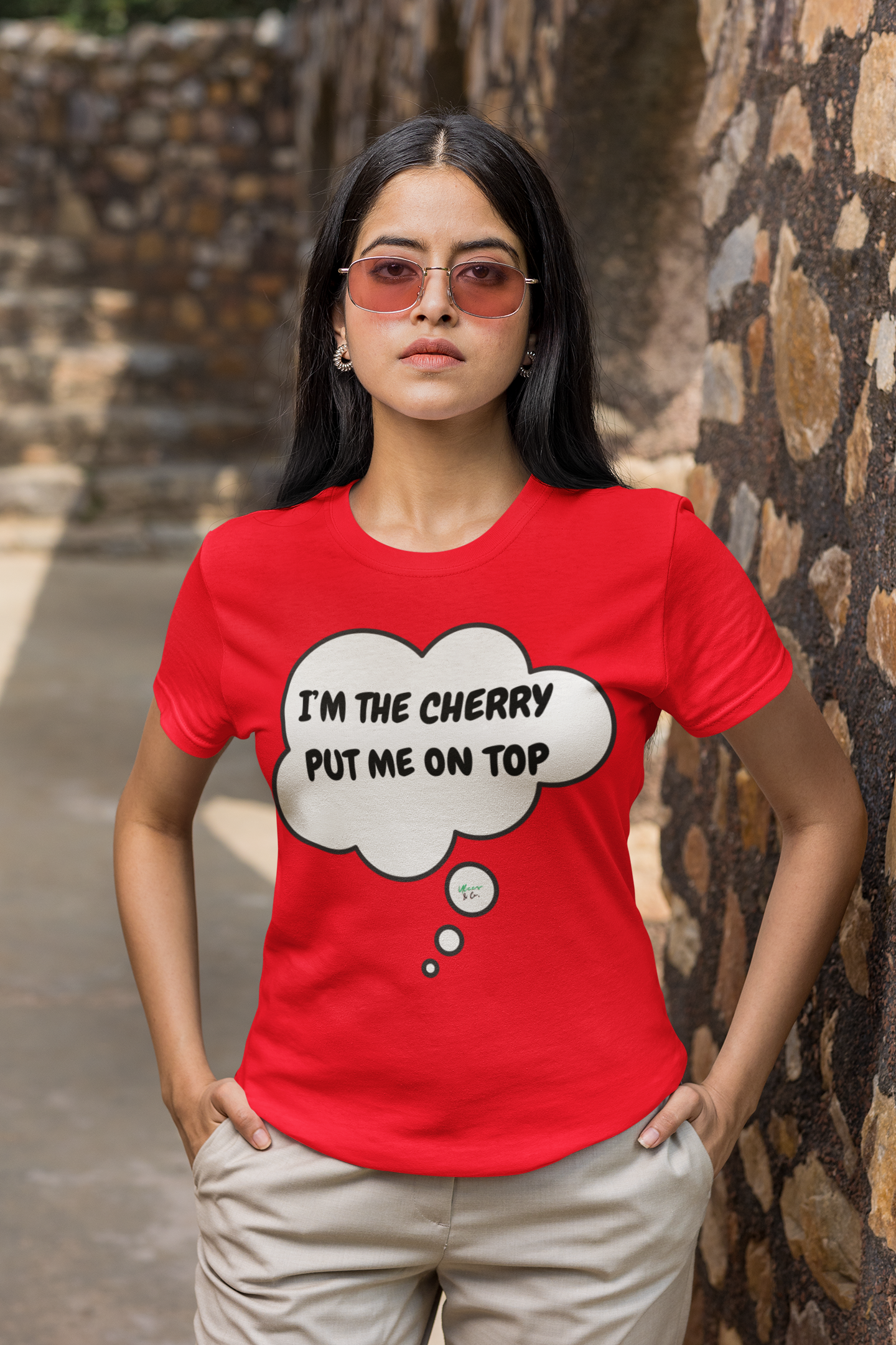 I'M THE CHERRY PUT ME ON TOP  T-SHIRT IN THOUGHT BUBBLE GRAPHIC UNISEX TSHIRT FUNNY SAYINGS T SHIRT SARCASTIC SAYINGS T-SHIRT SARCASM TEES GIFTS FOR WOMEN GIFT FOR MEN