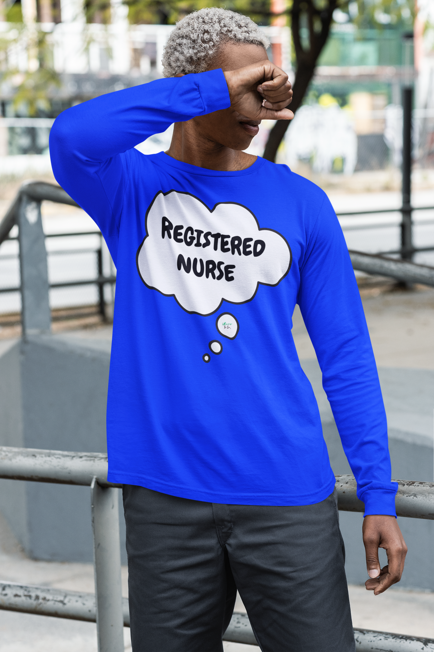 REGISTERED NURSE LONG SLEEVE IN THOUGHT BUBBLE GRAPHIC UNISEX LONG SLEEVE OCCUPATION CLOTHING TOP JOB SHIRTS GIIFTS FOR WOMEN GIFTS FOR MEN OCCUPATION LONG SLEEVE SHIRT