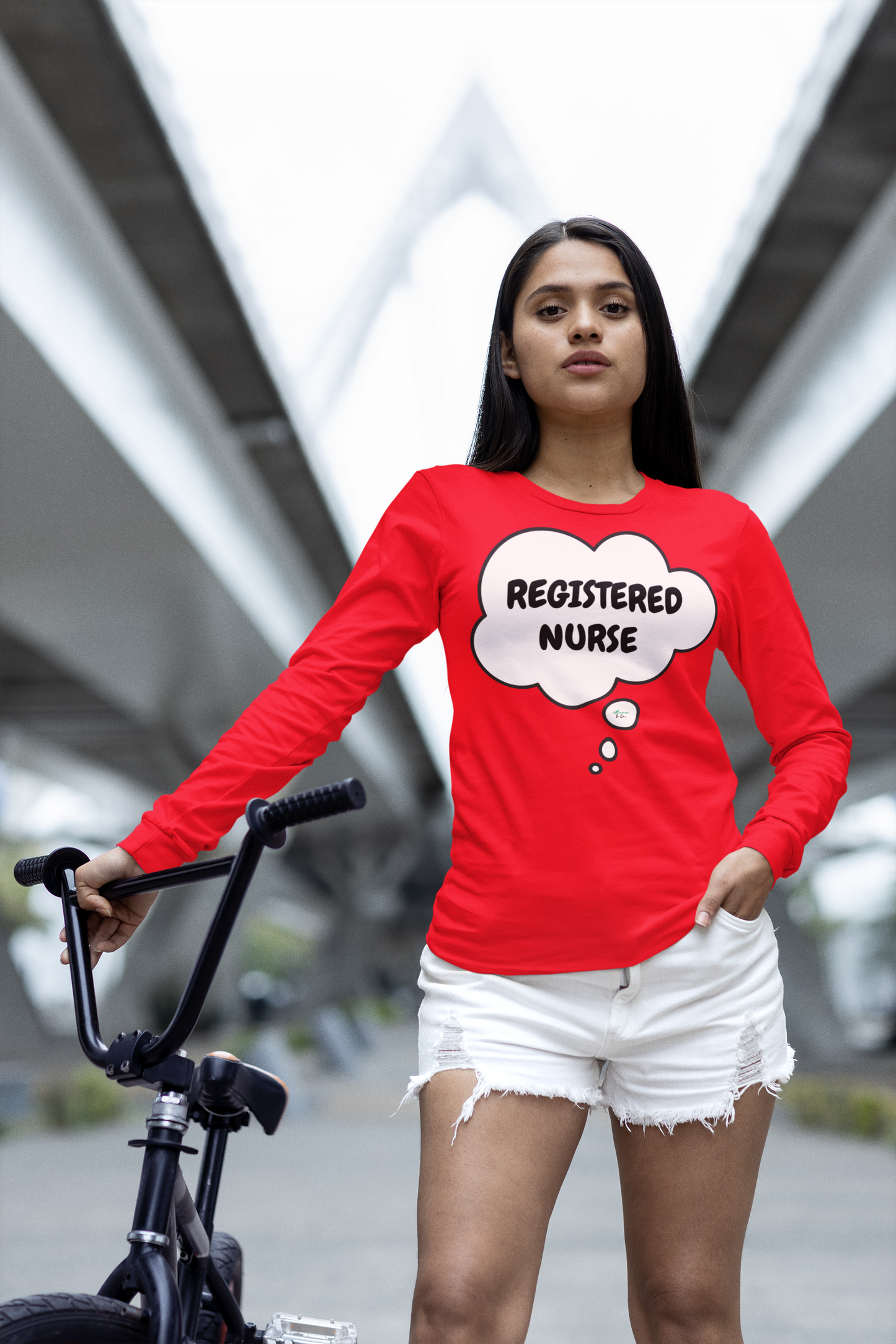 REGISTERED NURSE LONG SLEEVE IN THOUGHT BUBBLE GRAPHIC UNISEX LONG SLEEVE OCCUPATION CLOTHING TOP JOB SHIRTS GIIFTS FOR WOMEN GIFTS FOR MEN OCCUPATION LONG SLEEVE SHIRT