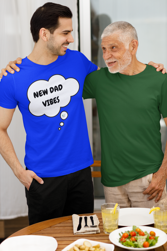 NEW DAD VIBES IN THOUGHT BUBBLE GRAPHIC UNISEX T-SHIRT FATHER'S DAY TEES FATHER'S DAY GIFT FOR MEN SHIRTS GIFTS FOR NEW FATHER TSHIRTS GIFTS FOR MEN CELEBRATION GIFTS