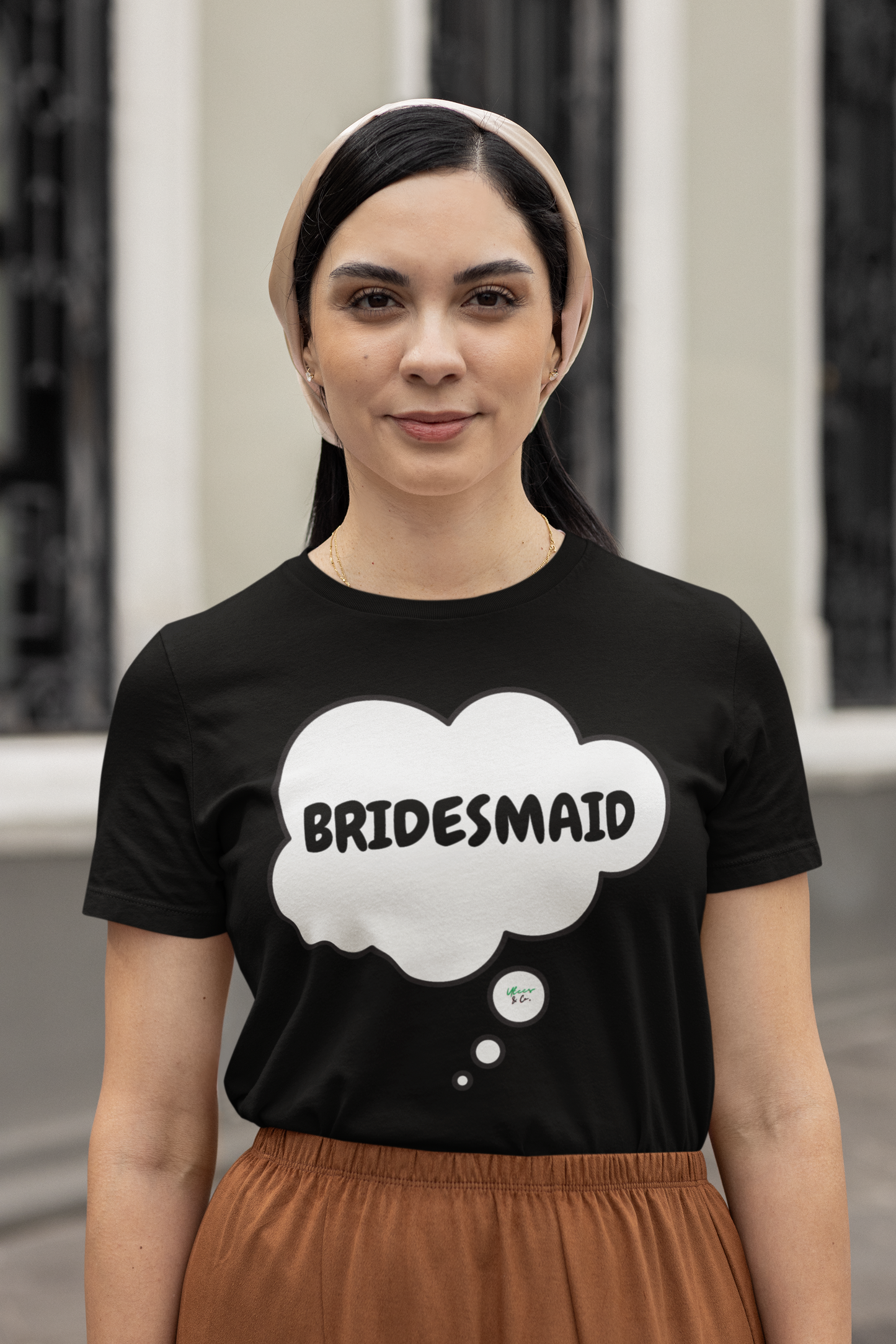 BRIDESMAID T-SHIRT IN THOUGHT BUBBLE UNISEX TSHIRT FOR BRIDESMAID GIFT FOR BRIDAL SHOWER WEDDING GIFTBACHELORETTE PARTY GIFT