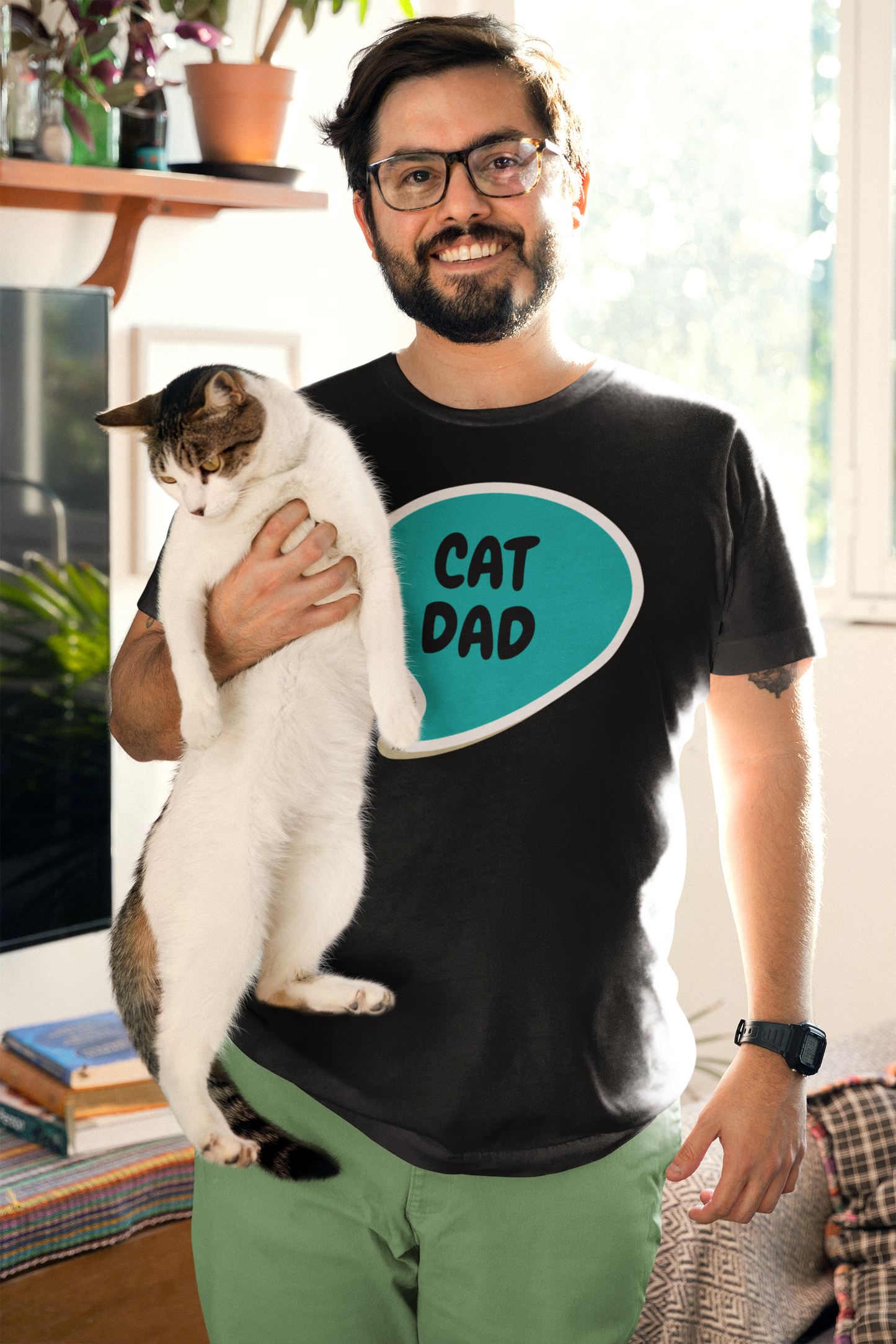 CAT SHIRTS T-SHIRT CAT DAD GRAPHIC UNISEX SHIRTS IN SPEECH BUBBLE CAT PARENTS TEES BIRTHDAY GIFT FOR DAD WIFE GIFT CUSTOM MOM GIFT FOR HIS CAT SHIRTS FOR DAD'S