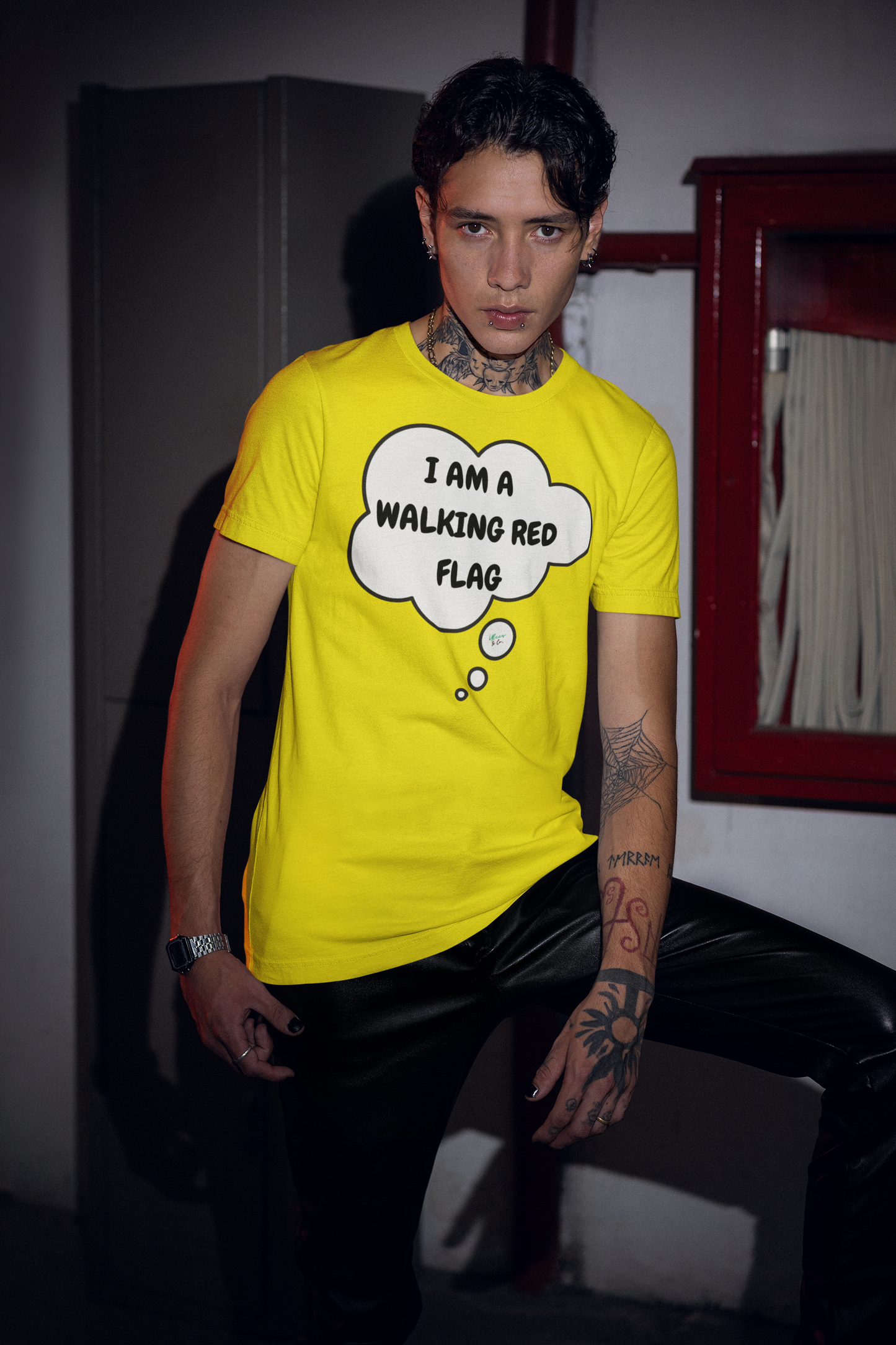 I'M A WALKING RED FLAG T-SHIRT IN THOUGHT BUBBLE UNISEX TSHIRT FUNNY SAYINGS T SHIRT SARCASTIC SAYINGS T-SHIRT SARCASM TEES GIFTS FOR WOMEN GIFT FOR MEN