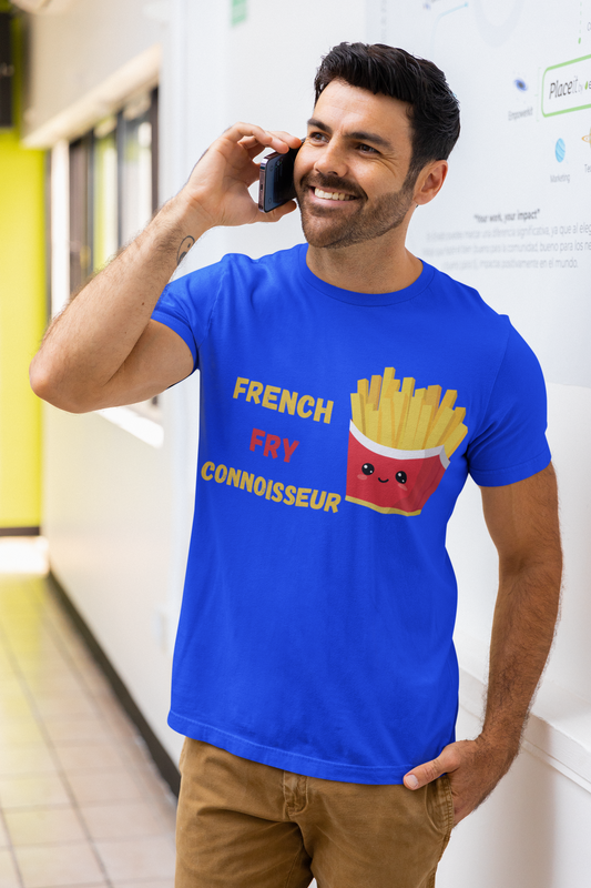 FRENCH FRY CONNOISSEUR UNISEX T-SHIRT FOOD LOVER T SHIRT FOR WOMEN GIFT SHIRT FOR MEN LOVER OF FRIES GIFT FOR A FOODIE FRY TEE