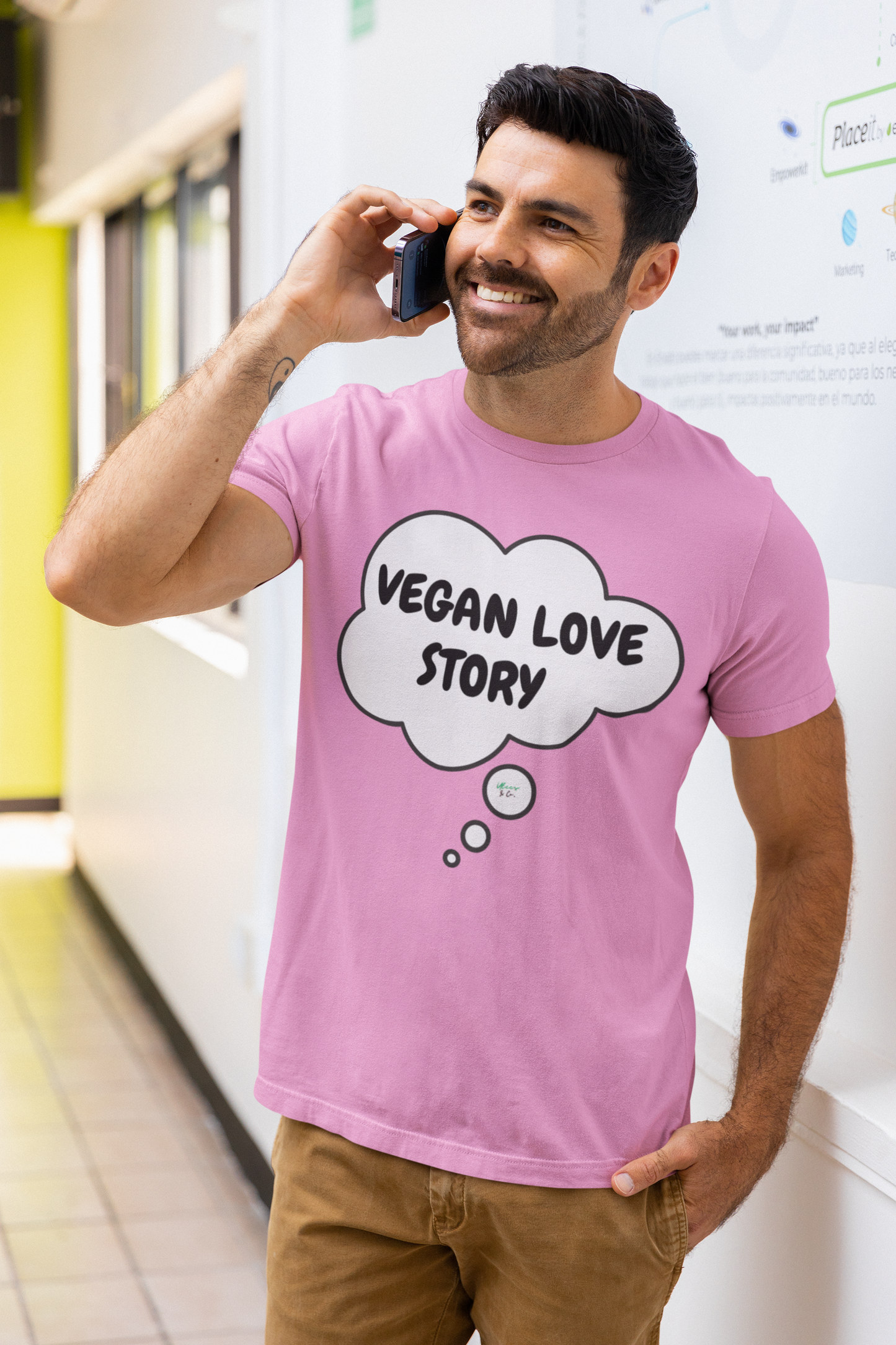 VEGAN LOVE STORY T-SHIRT IN THOUGHT BUBBLE UNISEX TSHIRT FUNNY SAYINGS T SHIRT SARCASTIC SAYINGS T-SHIRT SARCASM TEES