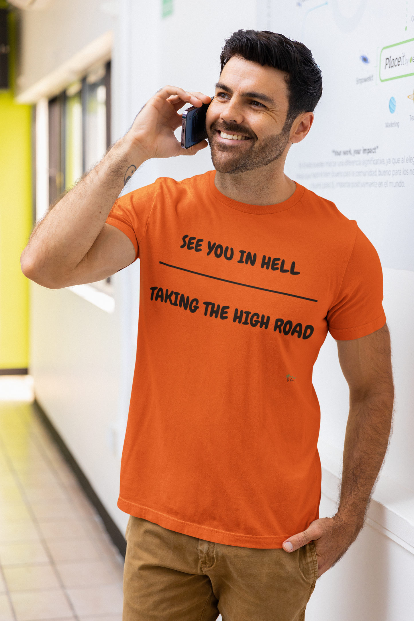 SEE YOU IN HELL OVER TAKING THE HIGH ROAD T-SHIRT TEXT ONLY GRAPHIC UNISEX TSHIRT FUNNY SAYINGS T SHIRT SARCASTIC SAYINGS T-SHIRT HILARIOUS SHIRTS SARCASM TEES GIFTS FOR WOMEN GIFT FOR MEN