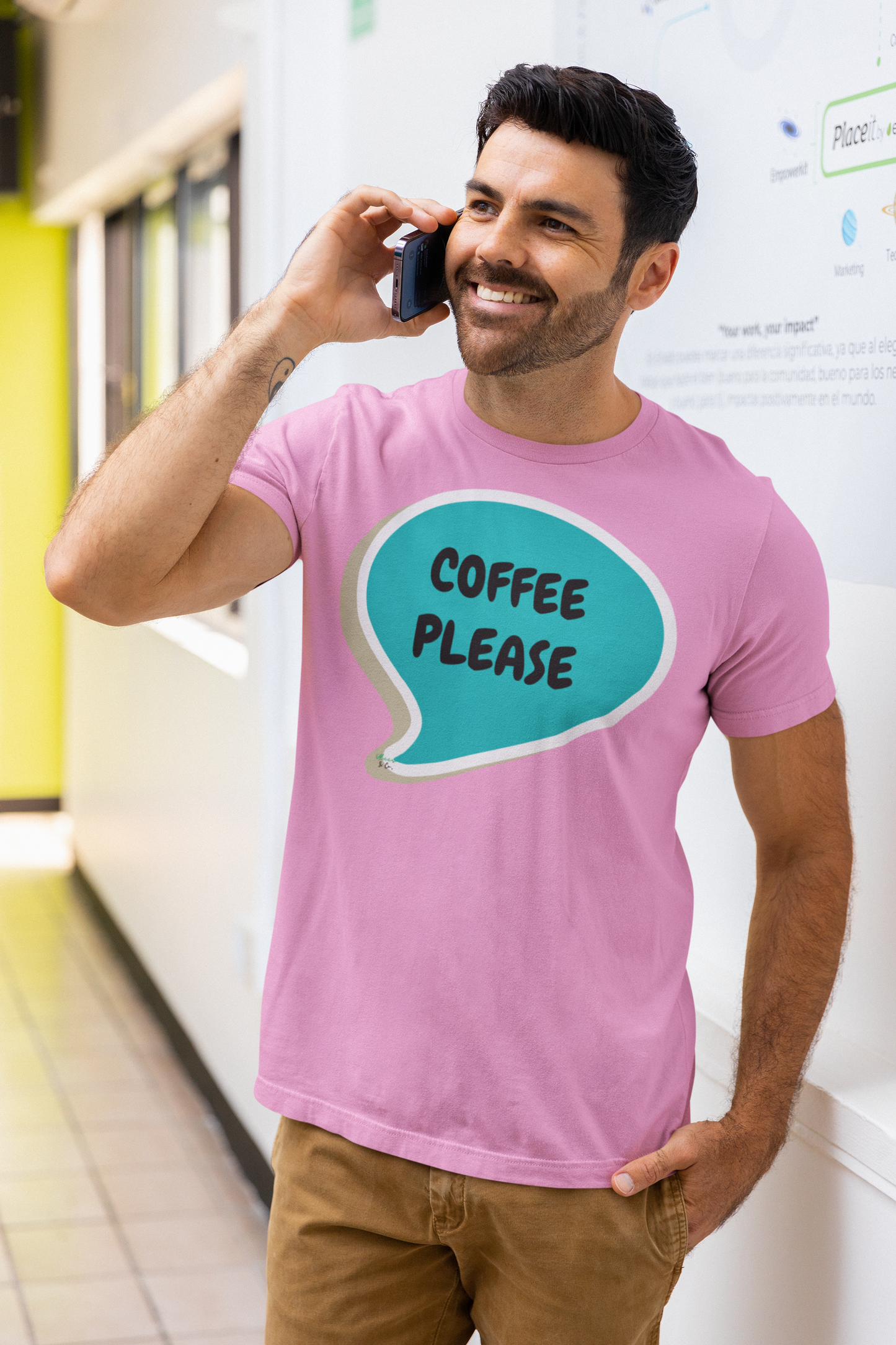 COFFEE LOVERS TSHIRT FOR COFFEE DRINKER COFFEE PLEASE IN GRAPHIC UNISEX T-SHIRT BIRTHDAY GIFT FOR CAFFINE LOVER TEES FOR FATHER'S DAY COFFEE GIFT SPEECH BUBBLE UNIQUE GIFTS FOR MOTHER'S DAY