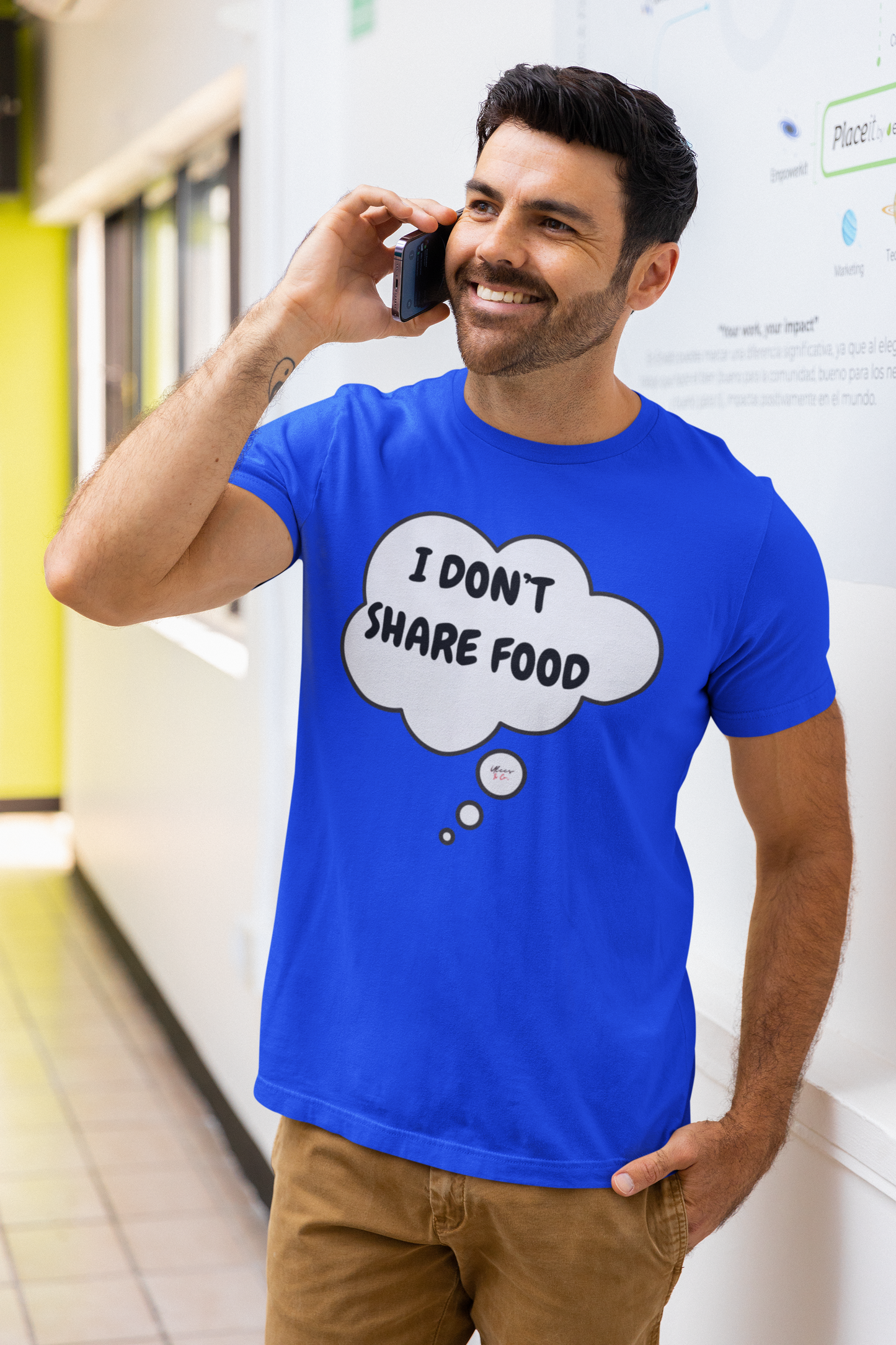 I DON'T SHARE FOOD T-SHIRT IN THOUGHT BUBBLE UNISEX TSHIRT FUNNY SAYINGS T SHIRT SARCASTIC SAYINGS T-SHIRT