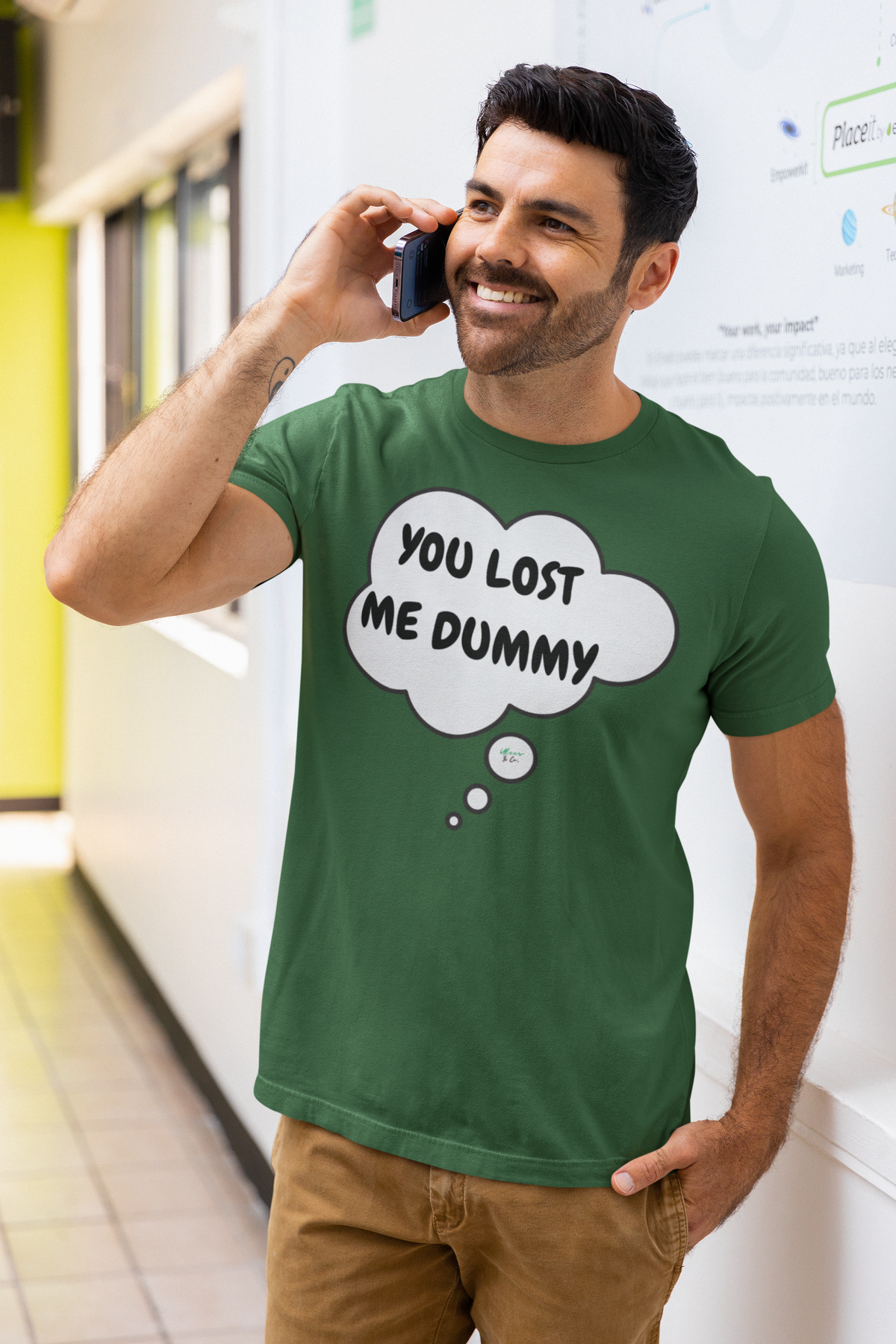 YOU LOST ME DUMMY T-SHIRT UNIQUE GRAPHIC UNISEX IN THOUGHT BUBBLE DESIGN SHIRT CASUAL STREETWEAR FASHION FUNNY SAYINGS TEES SARCASTIC TEES BIRTHDAY GIFTS WOMEN SHIRTS FOR MEN