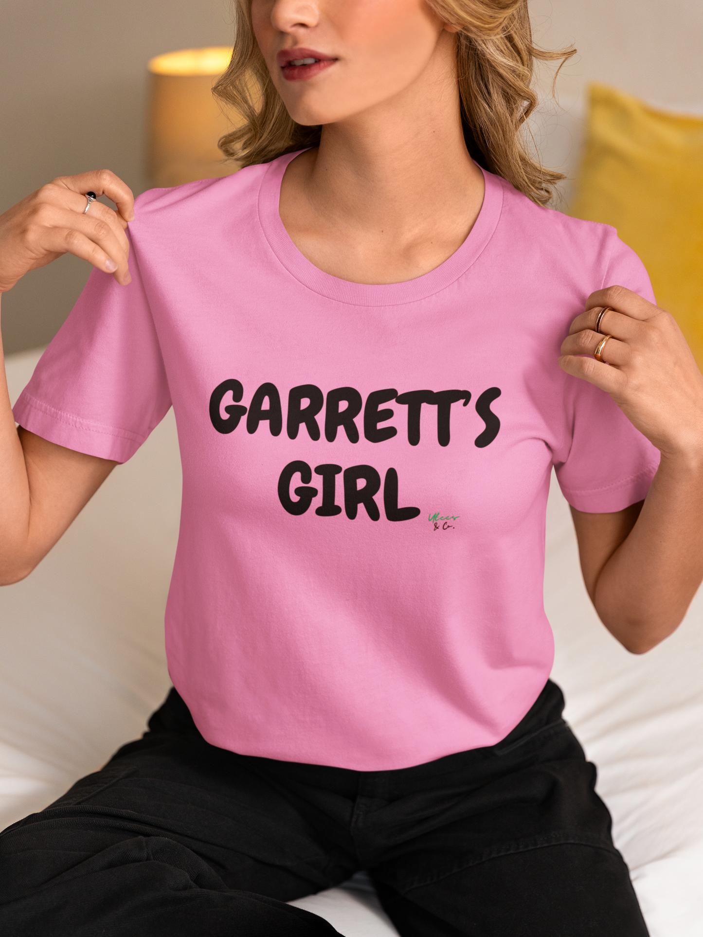 GARRETT'S GIRL T-SHIRT HOCKEY PLAYER UNIQUE GRAPHIC UNISEX TEXT ONLY DESIGN SHIRT STREETWEAR FASHION OFF CAMPUS TEES OFF CAMPUS SERIES FOR HOCKEY TEAM FANS T-SHIRT GARRETT GRAHAM CHARACTER TEES GIFTS FOR WOMEN