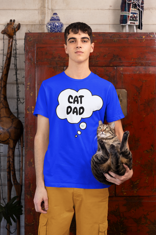 CAT DAD T-SHIRT CAT SHIRTS GRAPHIC UNISEX SHIRTS IN THOUGHT BUBBLE CAT PARENTS TEES BIRTHDAY GIFT FOR DAD HUSBAND GIFT CUSTOM DAD GIFT FOR HIM CAT SHIRTS FOR DAD'S