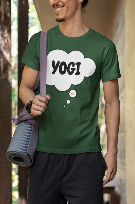 YOGI T-SHIRT IN THOUGHT BUBBLE UNISEX TSHIRT YOGA LOVERS T SHIRT NAMASTE T-SHIRT YOGA EXERCISE TEES YOGA TEACHERS