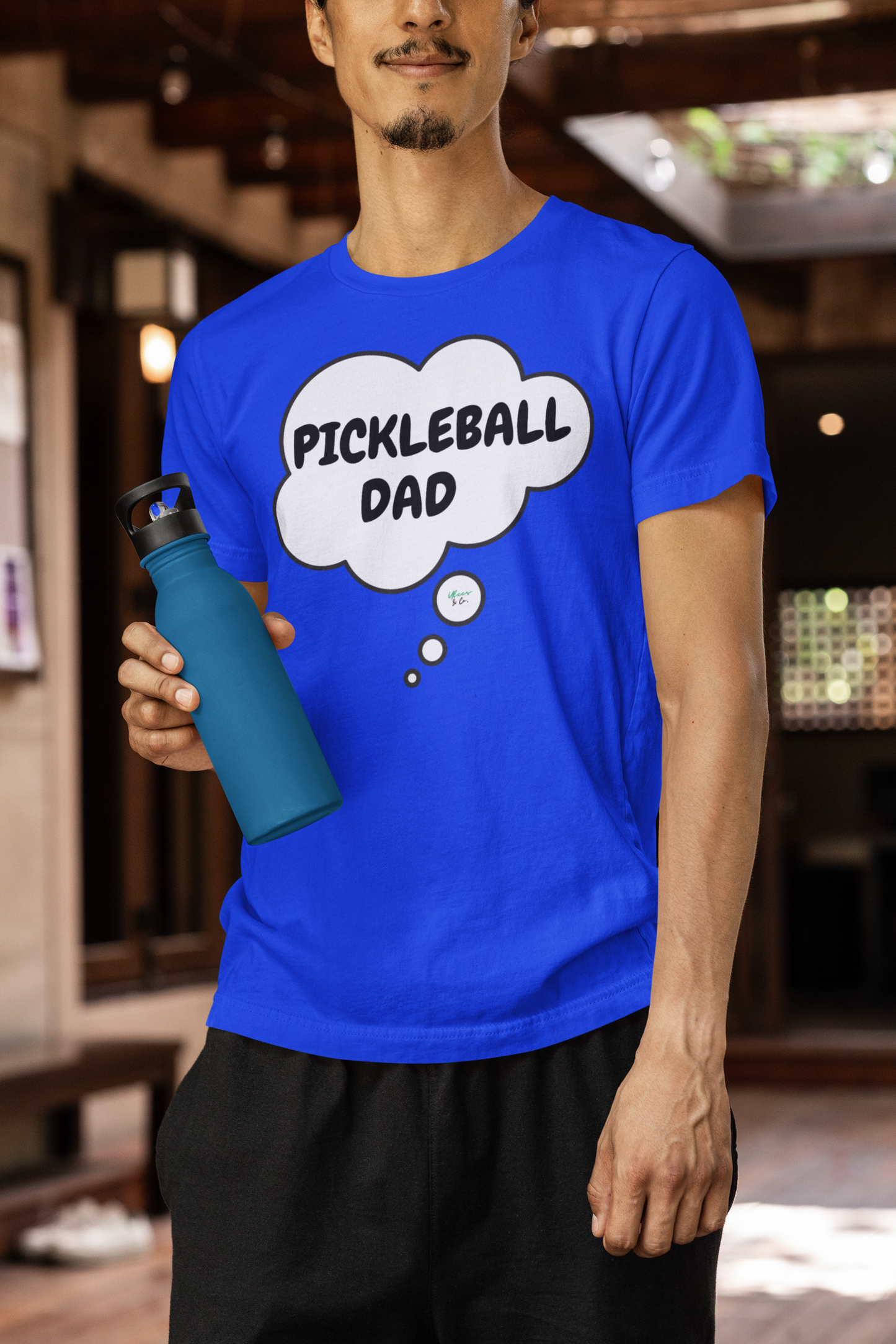 PICKLEBALL DAD IN THOUGHT BUBBLE GRAPHIC UNISEX T-SHIRT PICKLEBALL SPORTS TEES GIFT FOR DAD TSHIRTS FOR MEN SHIRTS GIFTS FOR FATHER'S DAY TSHIRTS OUTDOOR SPORTS FOR MEN CELEBRATION DAD GIFTS