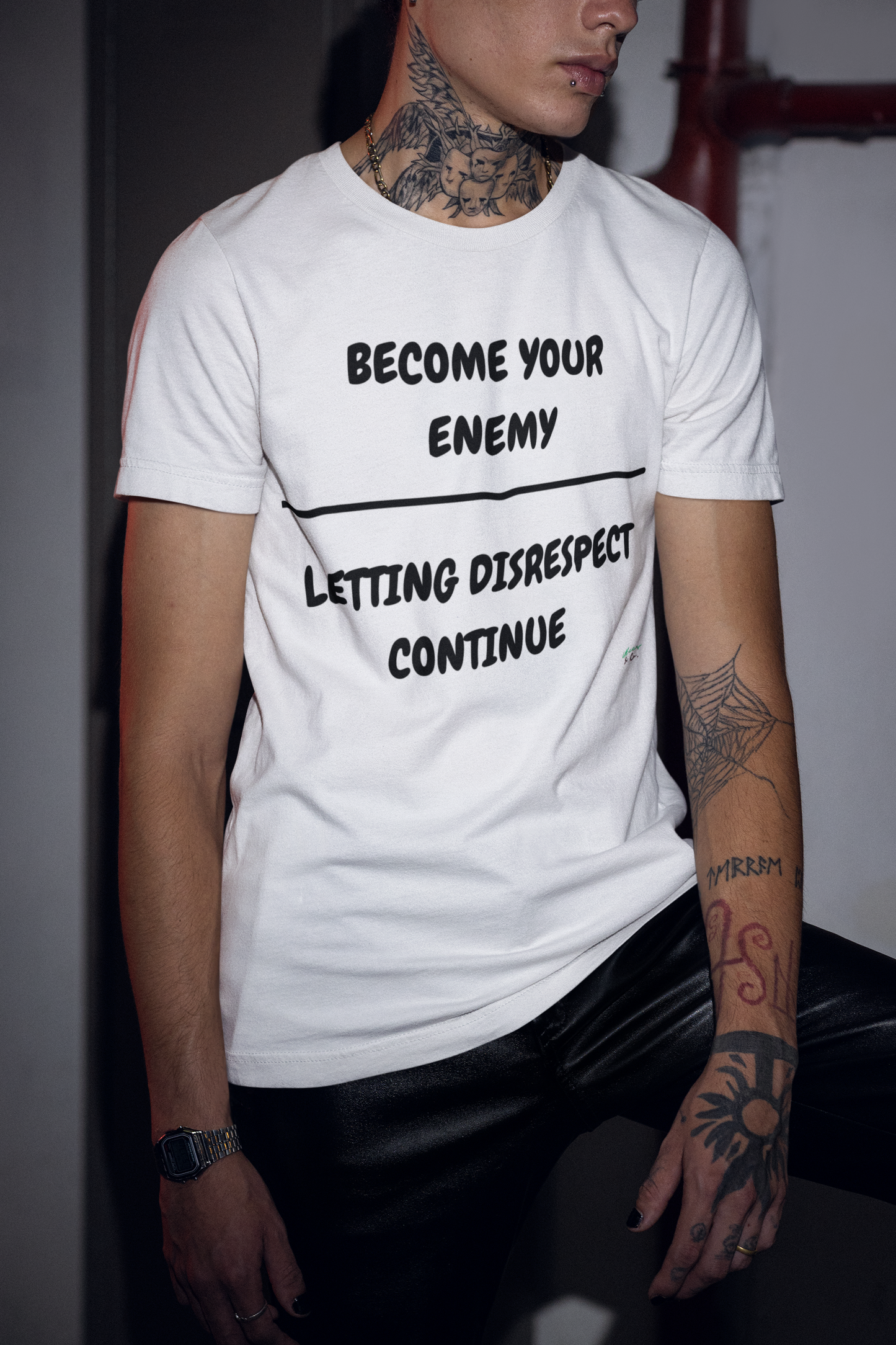 BECOME YOUR ENEMY OVER LETTING DISRESPECT CONTINUE T-SHIRT TEXT ONLY GRAPHIC UNISEX TSHIRT FUNNY SAYINGS T SHIRT SARCASTIC SAYINGS T-SHIRT HILARIOUS SHIRTS SARCASM TEES GIFTS FOR WOMEN GIFT FOR MEN