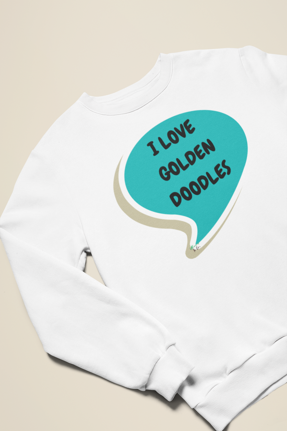 I LOVE GOLDEN DOODLES PULLOVER CREWNECK SWEATSHIRT IN SPEECH BUBBLE DESIGN UNIQUE GRAPHIC UNISEX SWEATER PET GIFTS DOG MOM STREETWEAR FASHION BIRTHDAY SHIRTS DOG DAD GIFT FOR PET PARENTS