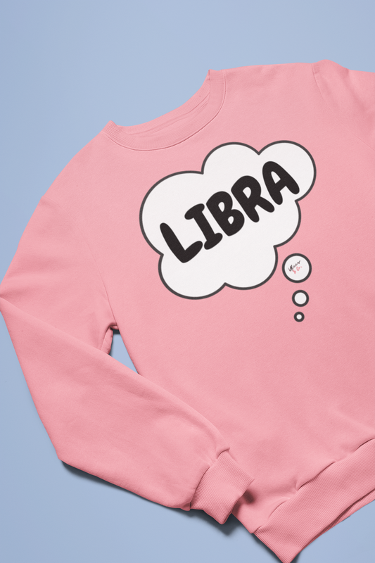 LIBRA ZODIAC SIGN IN THOUGHT BUBBLE UNISEX CREWNECK PULLOVER SWEATSHIRT LIBRA ZODIAC SIGN TRENDY SWEATERS BIRTHDAY LIBRA ZODIAC SIGN GIFTS LIBRA ZODIAC SYMBOLS SWEATSHIRT LIBRA ZODIAC SEASON