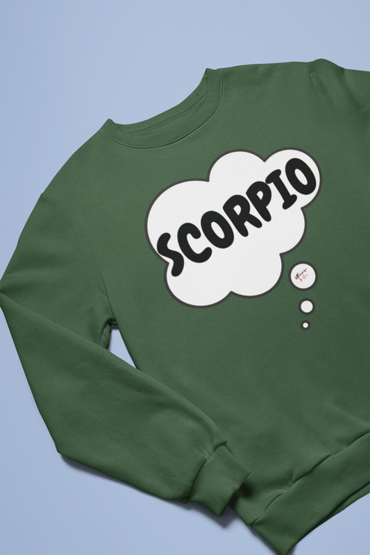 SCORPIO ZODIAC SIGN IN THOUGHT BUBBLE SWEATSHIRT PULLOVER SWEATER BIRTHDAY SCORPIO SIGN FOR GIFT HOROSCOPE SCORPIO SIGN UNISEX CREWNECK SWEATSHIRT CONSTELLATION SCORPIO SIGNS ASTROLOGY SCORPIO SIGNS SWEATSHIRTS