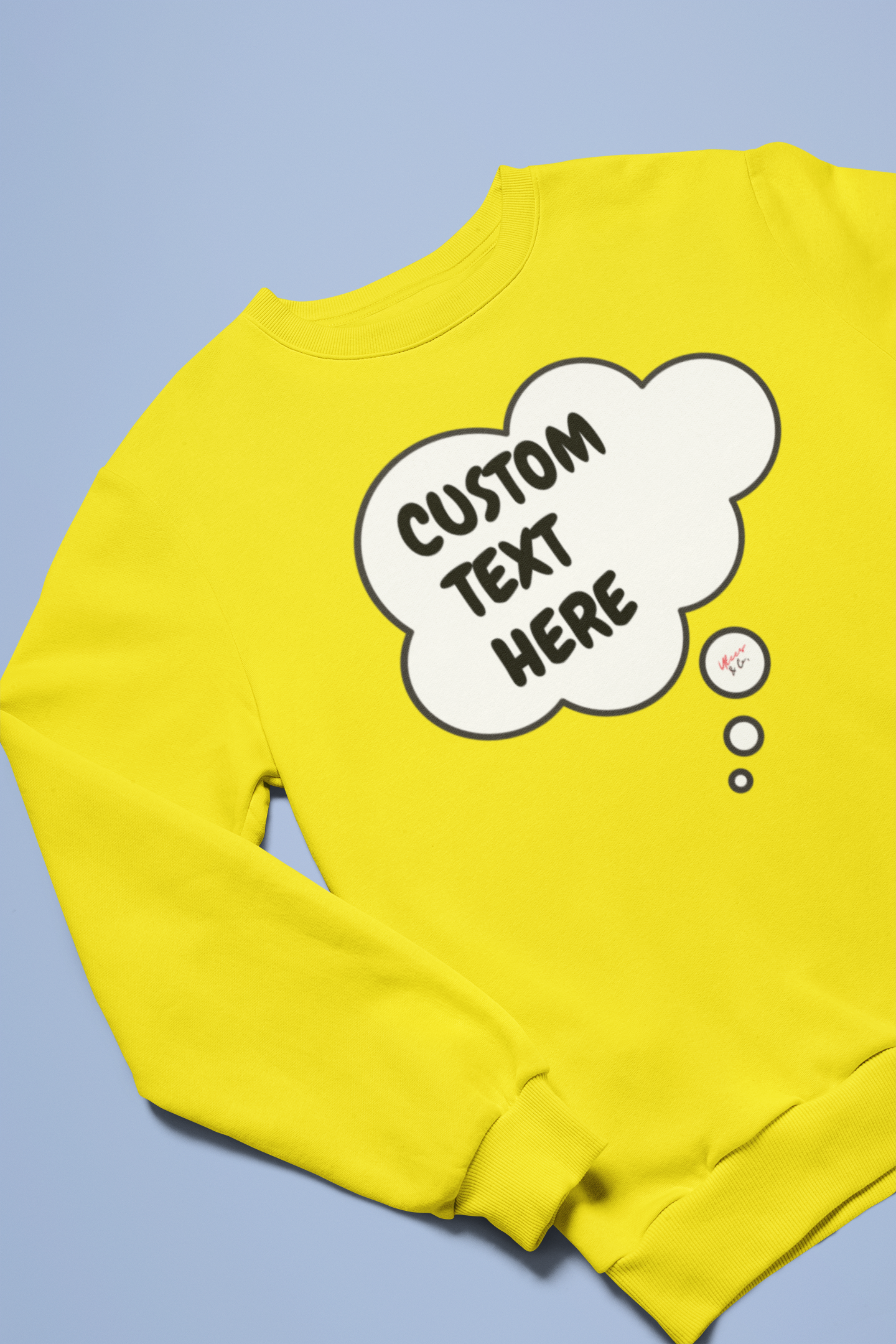 PERSONALIZED CUSTOMIZE A GIFT WITH A THOUGHT BUBBLE PULLOVER SWEATER NAME OR FUNNY SAYING ON A UNISEX CREWNECK SWEATER GIFT FOR HER SWEATSHIRT GIFT WITH HIS NAME PERSONALIZED ON IT