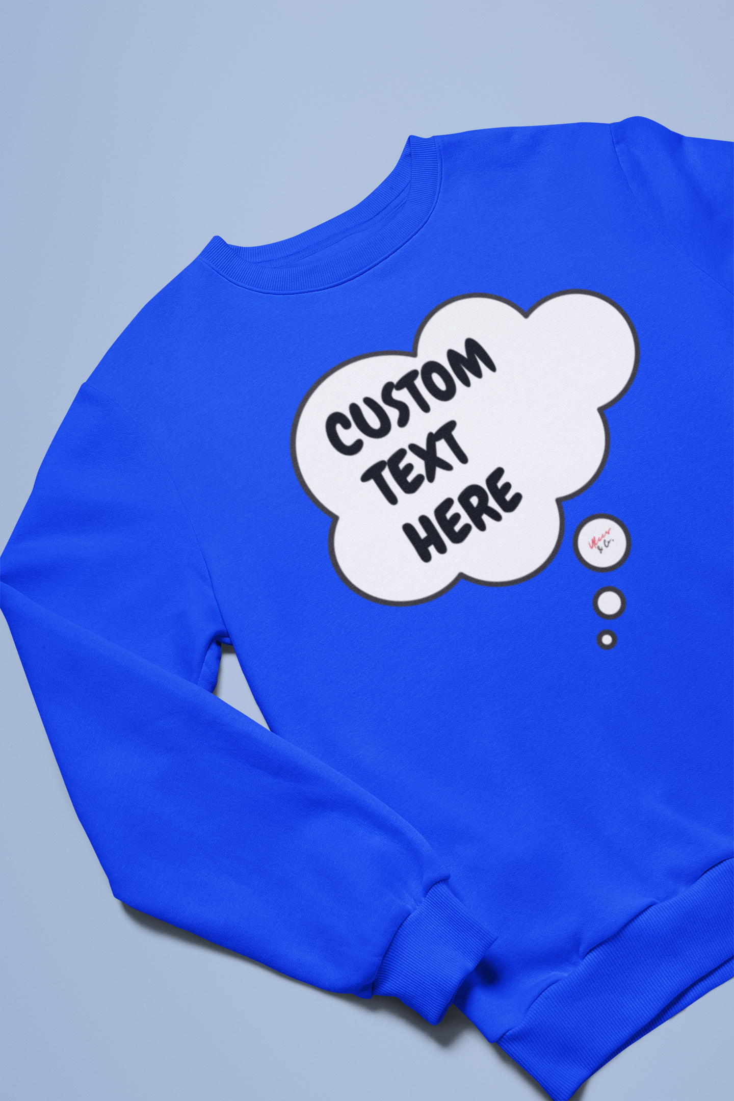 PERSONALIZED CUSTOMIZE A GIFT WITH A THOUGHT BUBBLE PULLOVER SWEATER NAME OR FUNNY SAYING ON A UNISEX CREWNECK SWEATER GIFT FOR HER SWEATSHIRT GIFT WITH HIS NAME PERSONALIZED ON IT