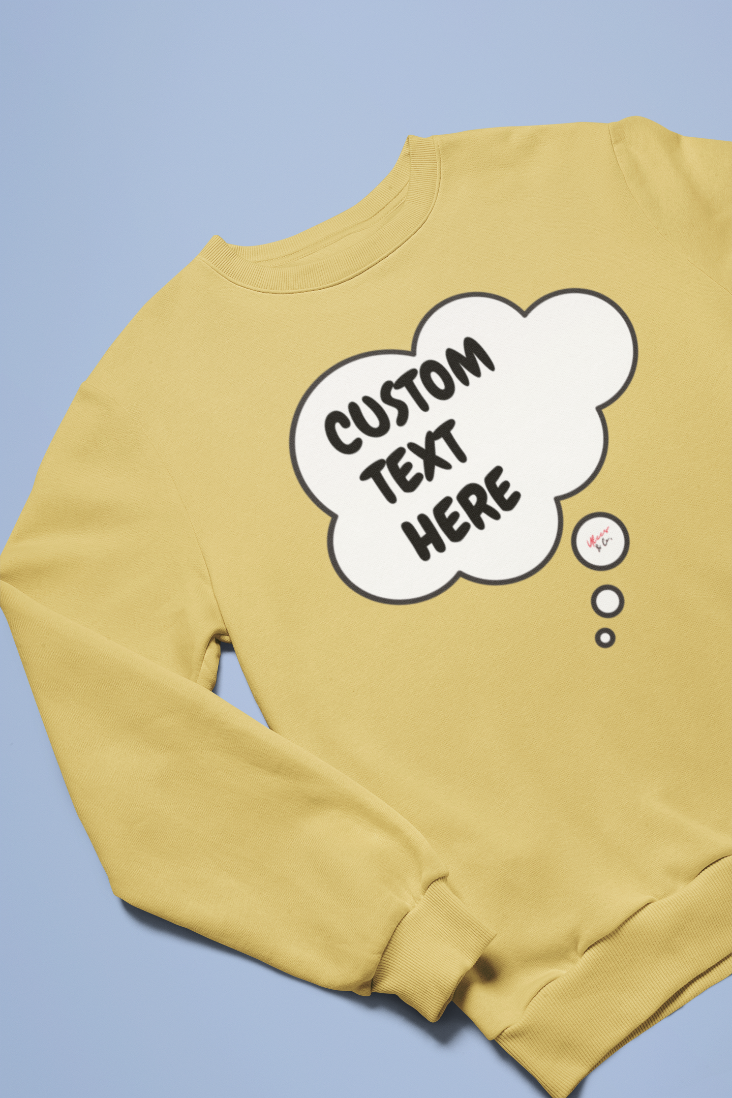 PERSONALIZED CUSTOMIZE A GIFT WITH A THOUGHT BUBBLE PULLOVER SWEATER NAME OR FUNNY SAYING ON A UNISEX CREWNECK SWEATER GIFT FOR HER SWEATSHIRT GIFT WITH HIS NAME PERSONALIZED ON IT