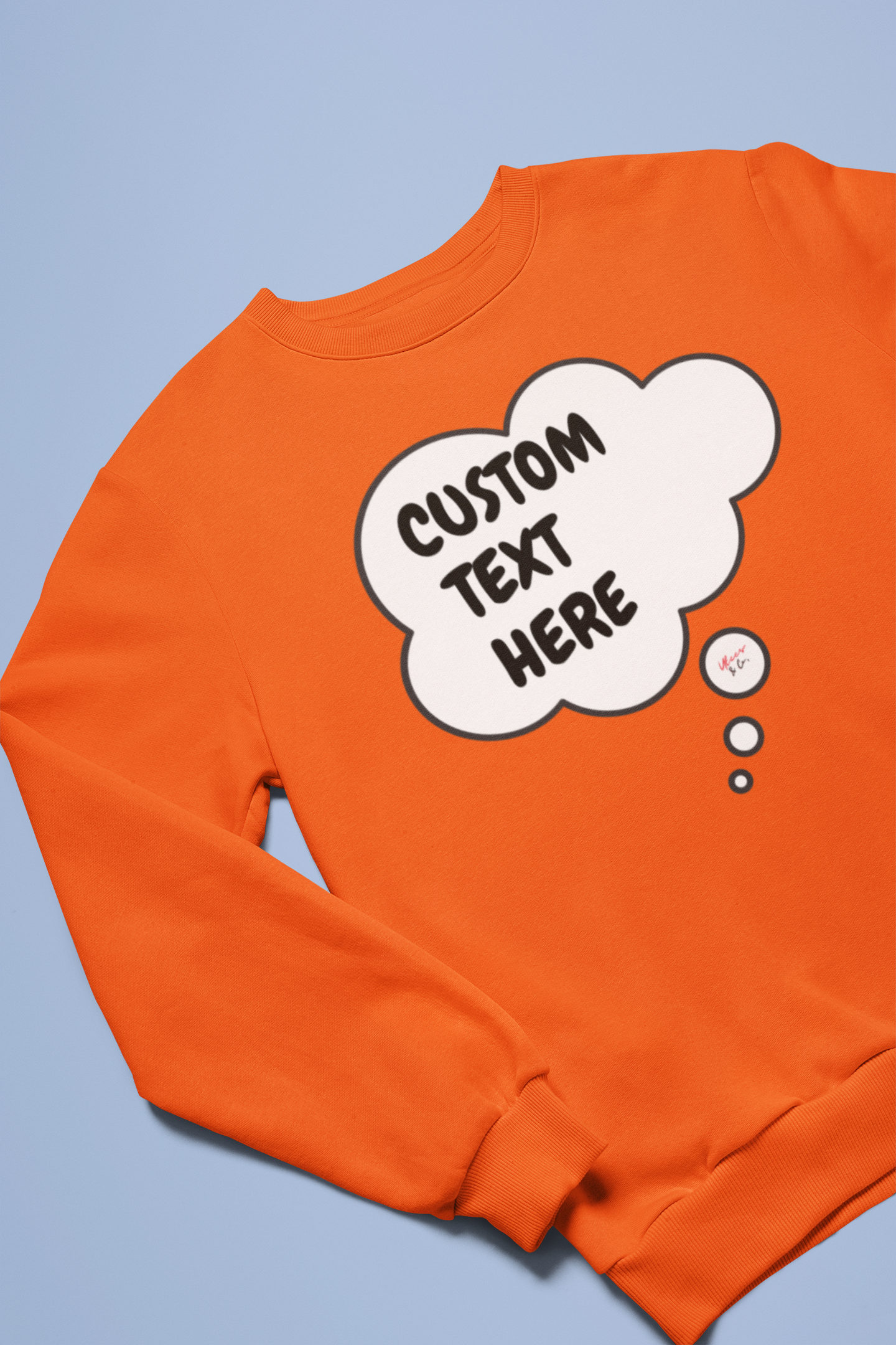 PERSONALIZED CUSTOMIZE A GIFT WITH A THOUGHT BUBBLE PULLOVER SWEATER NAME OR FUNNY SAYING ON A UNISEX CREWNECK SWEATER GIFT FOR HER SWEATSHIRT GIFT WITH HIS NAME PERSONALIZED ON IT