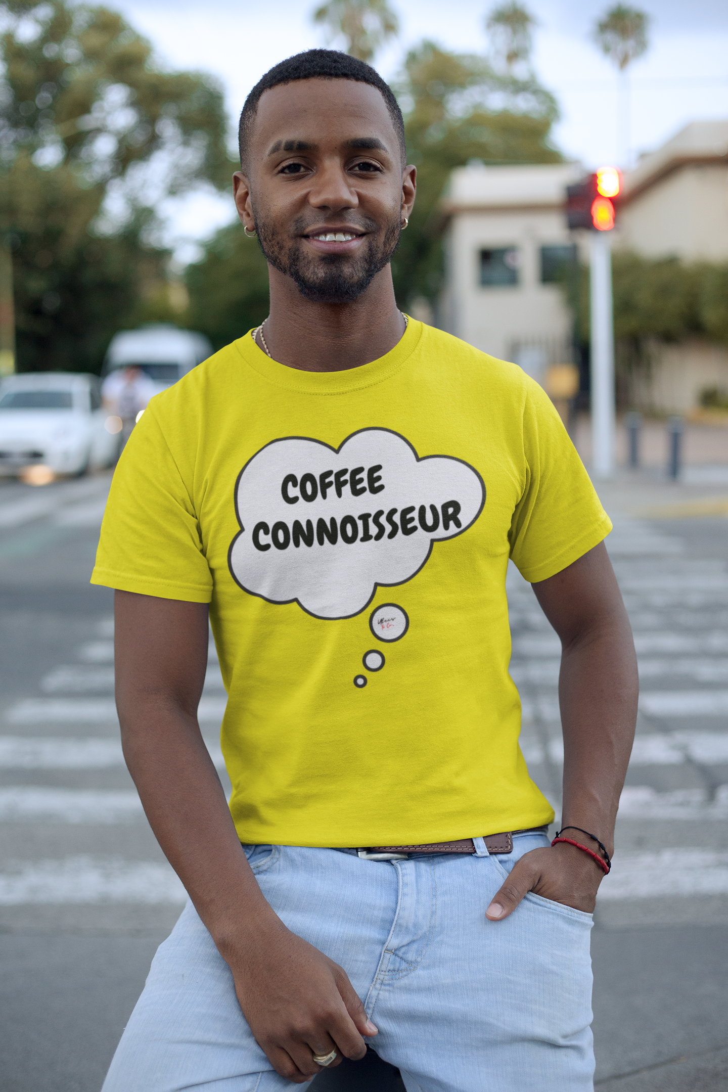 COFFEE CONNOISSEUR T-SHIRT IN THOUGHT BUBBLE GIFT FOR COFFEE LOVER TSHIRT FOR COFFEE DRINKER