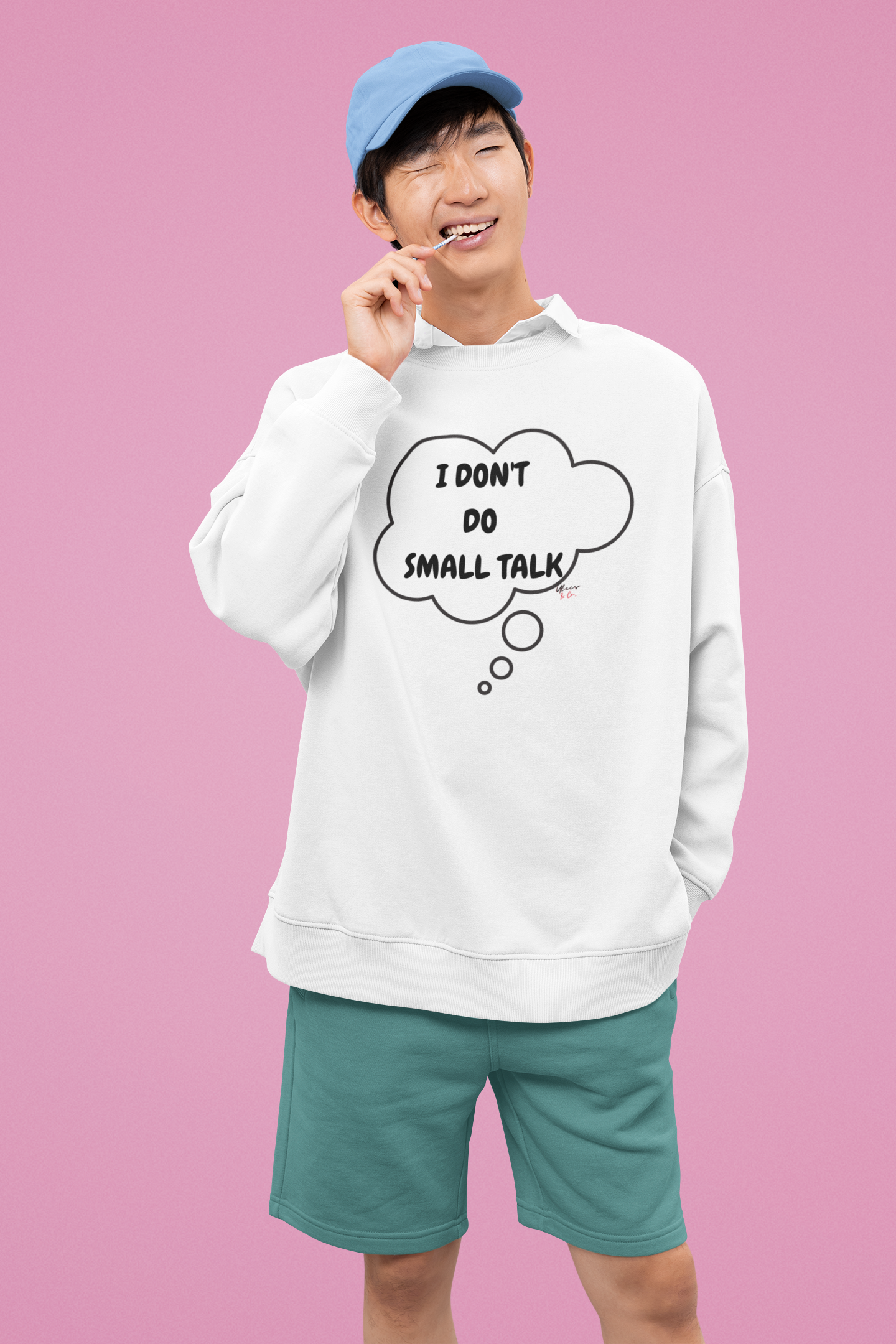 I DON'T DO SMALL TALK THOUGHT BUBBLE SWEATSHIRT SARCASTIC SWEATERS FOR HER FUNNY SAYINGS FOR GIFT FOR HIM UNISEX PULLOVER CREWNECK SWEATSHIRTS TRENDY FUN