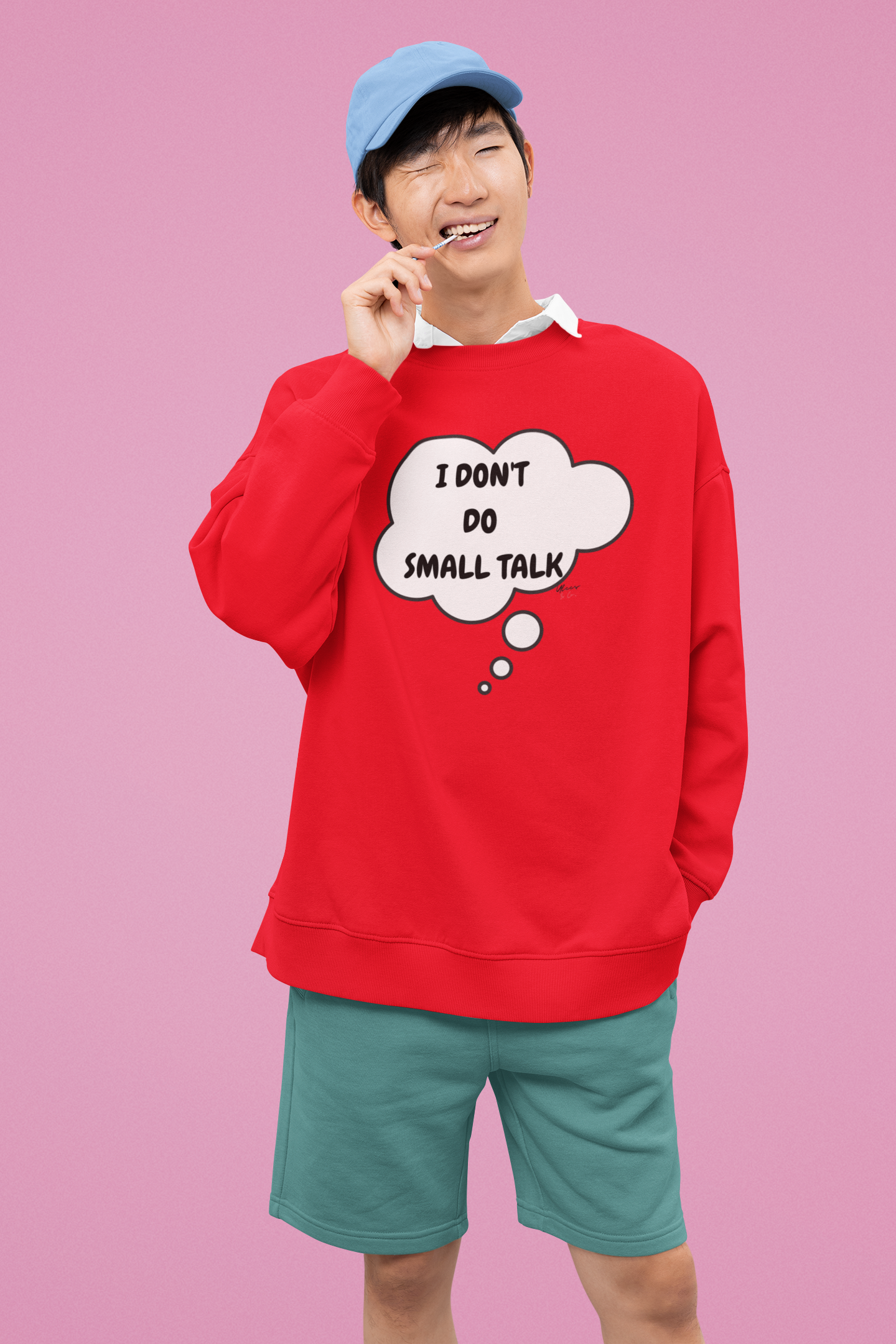 I DON'T DO SMALL TALK THOUGHT BUBBLE SWEATSHIRT SARCASTIC SWEATERS FOR HER FUNNY SAYINGS FOR GIFT FOR HIM UNISEX PULLOVER CREWNECK SWEATSHIRTS TRENDY FUN